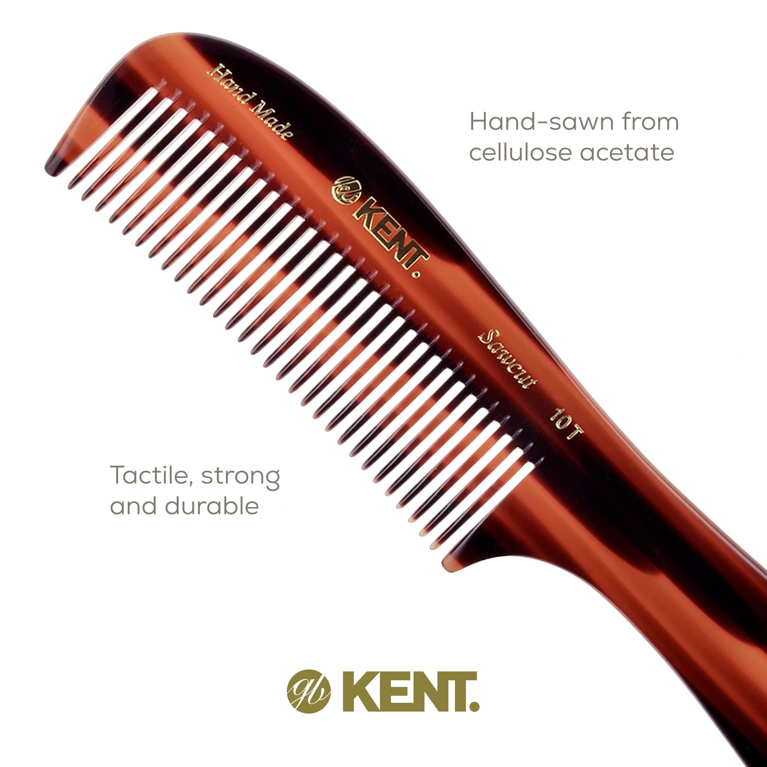 Kent 10T Large Wide Tooth Comb - Rake Comb Hair Detangler / Wide Tooth Comb for Curly Hair - Beard Combs/Hair Comb Hair Care Detangling Comb - Hair Comb for Men Hair Supplies - Natural Hair Comb Set