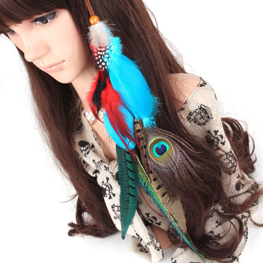 Suoirblss 1 Pc Handmade Boho Hippie Hair Extensions with Feather Clip Comb Hairpin Headdress DIY Accessories for Girls Women Lady