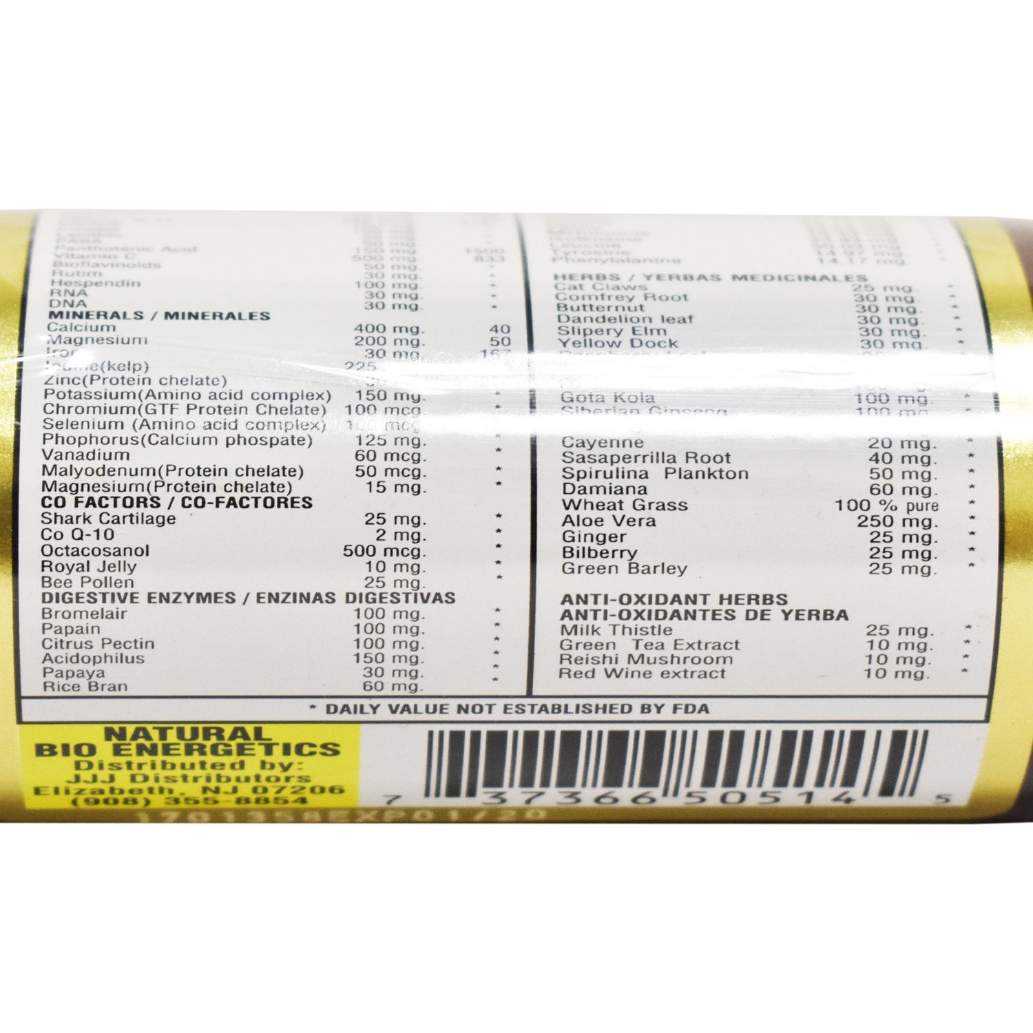 Kh 9 Multivitamin Tablets Natural Bio Energetics Mineral Herb Amino Enzymes (160 Tablets)