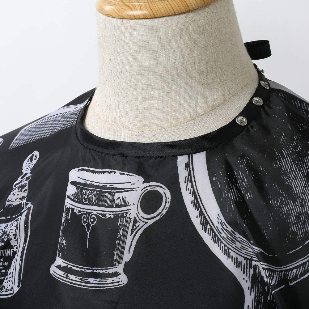 Borogo Borogo Professional Waterproof Hair Styling Cape Nylon Haircuting Salon Cape Gown Hair Salon with Snap Closure - 50 x 60 Black