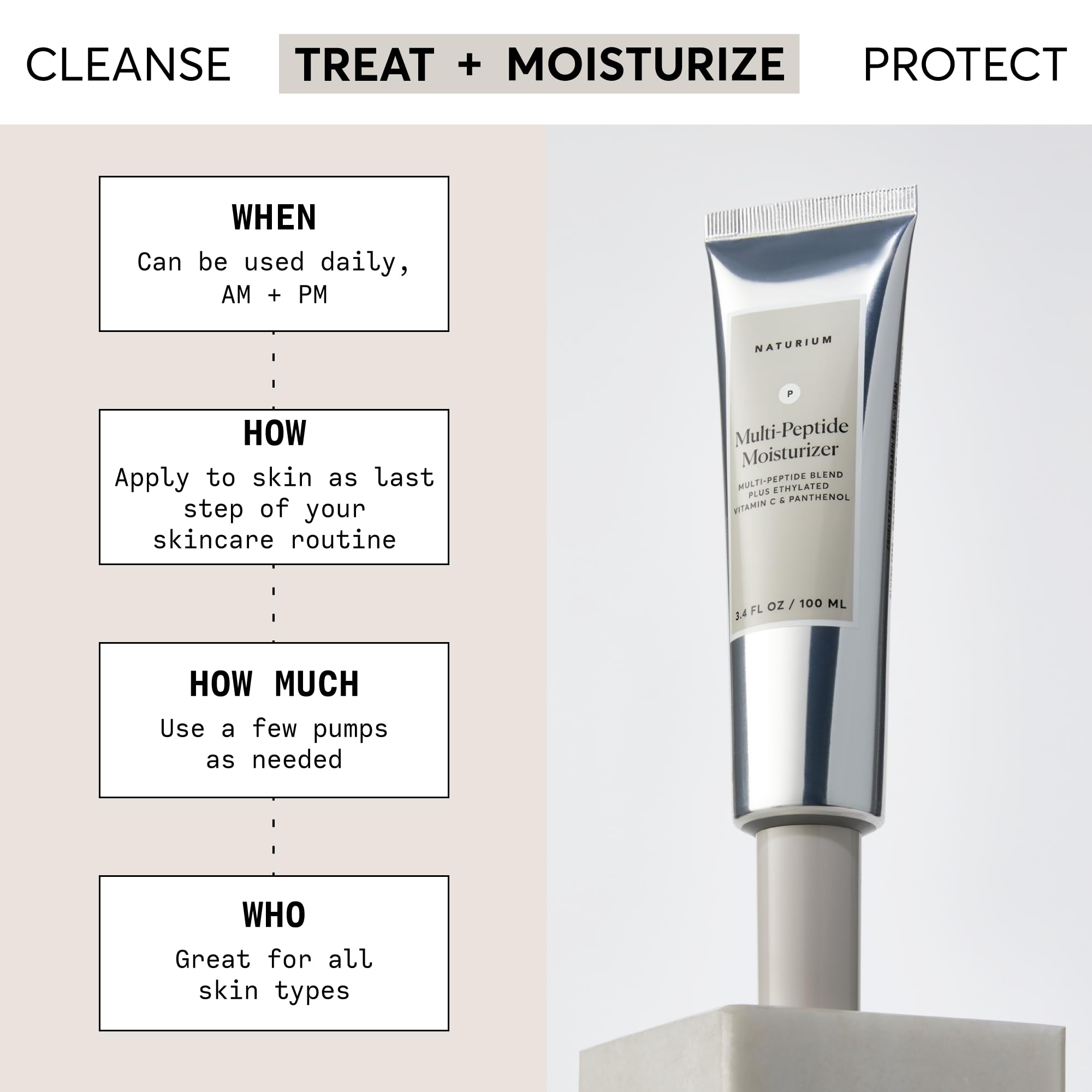 Naturium Multi-Peptide Moisturizer Jumbo, Hydrating & Smoothing Skin Care, Moisturizes with Ethylated Vitamin C & Panthenol, 3.4 oz