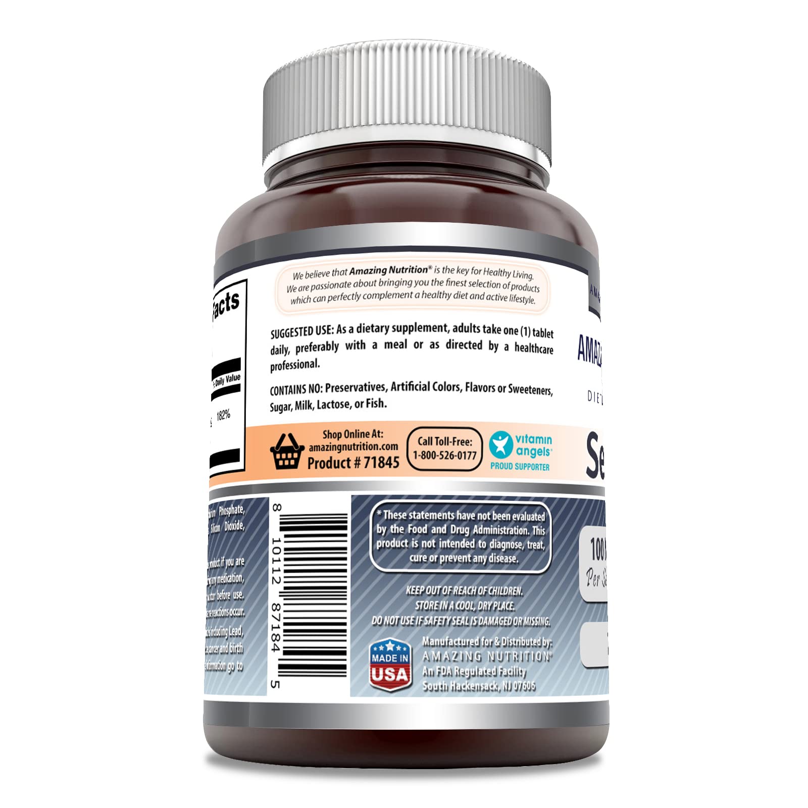 Amazing Formulas Selenium Supplement | 100 Mcg Per Serving | 250 Tablets | Non-GMO | Gluten Free | Made in USA