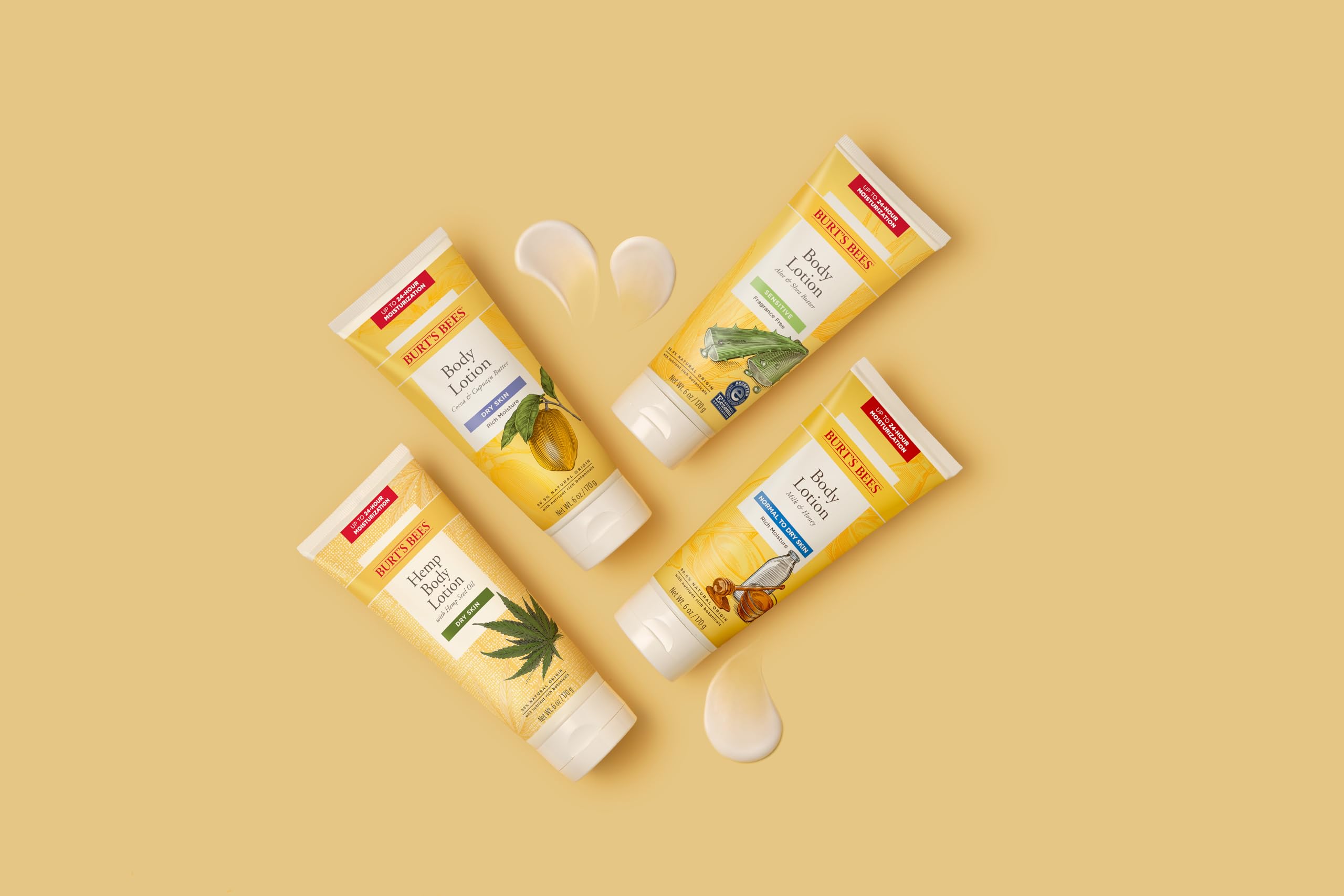 Burt's Bees, Body Lotion with Milk and Honey, Moisturizing Lotion for Normal to Dry Skin, 98.6% Natural Origin Skin Care, 6 oz Bottle (3-Pack)