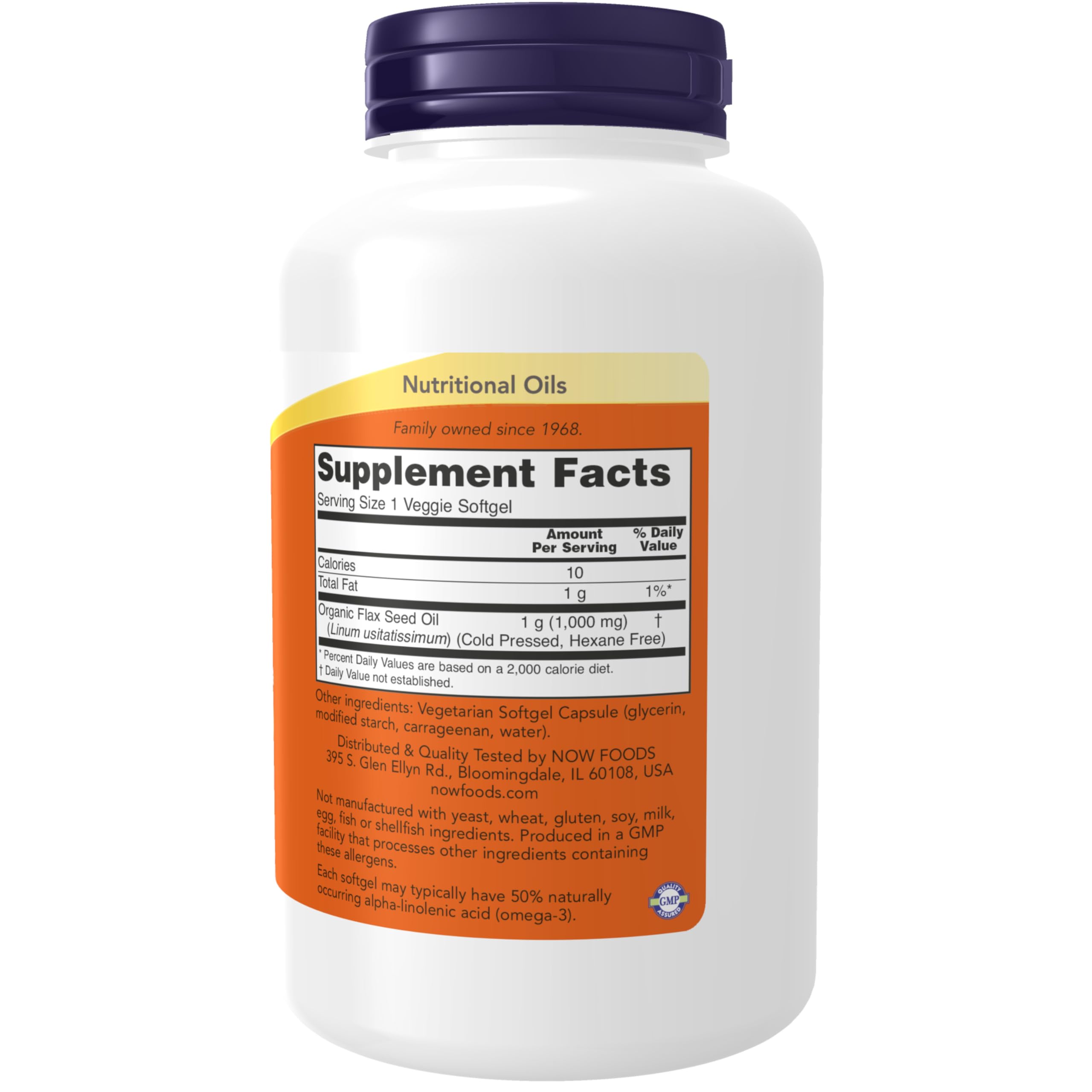 NOW Foods Supplements, Flax Oil 1000 mg with Essential Omega-3s, Cold Pressed, Hexane Free, Vegan Formula, 120 Veg Softgels