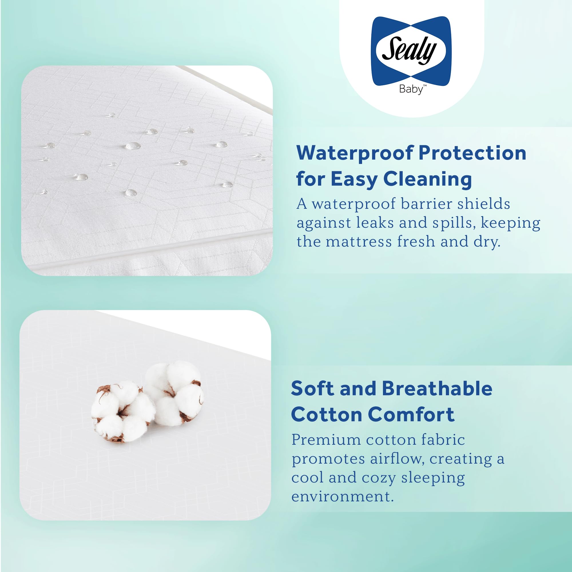 Sealy Baby Posturepedic Grace Hybrid - Firm 2-Stage Crib Mattress with Breathable Waterproof Barrier - GREENGUARD Gold Certified, Soy-enhanced Foam for Infants and Toddlers, Made in the USA (52x28)