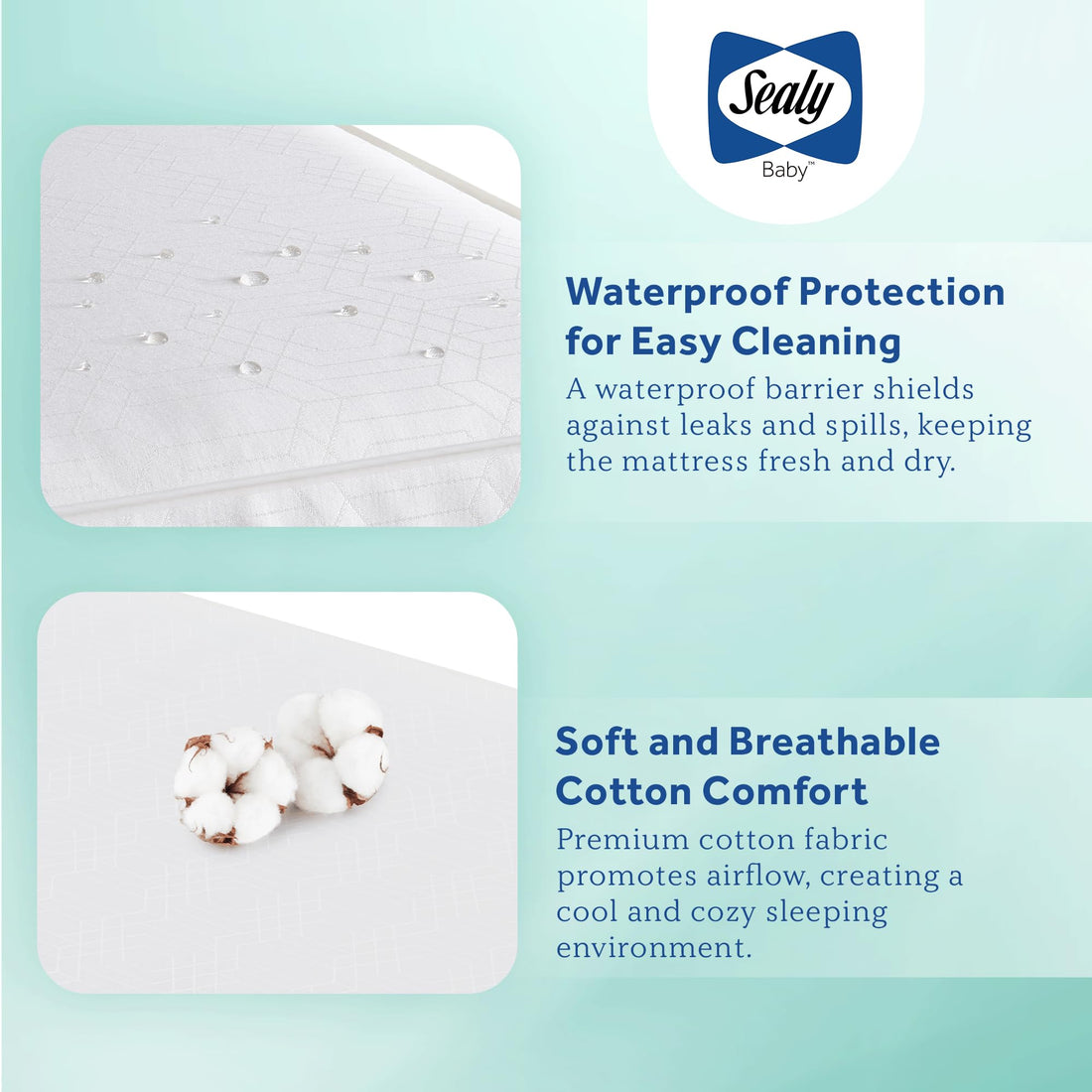 Sealy Baby Posturepedic Grace Hybrid - Firm 2-Stage Crib Mattress with Breathable Waterproof Barrier - GREENGUARD Gold Certified, Soy-enhanced Foam for Infants and Toddlers, Made in the USA (52x28)