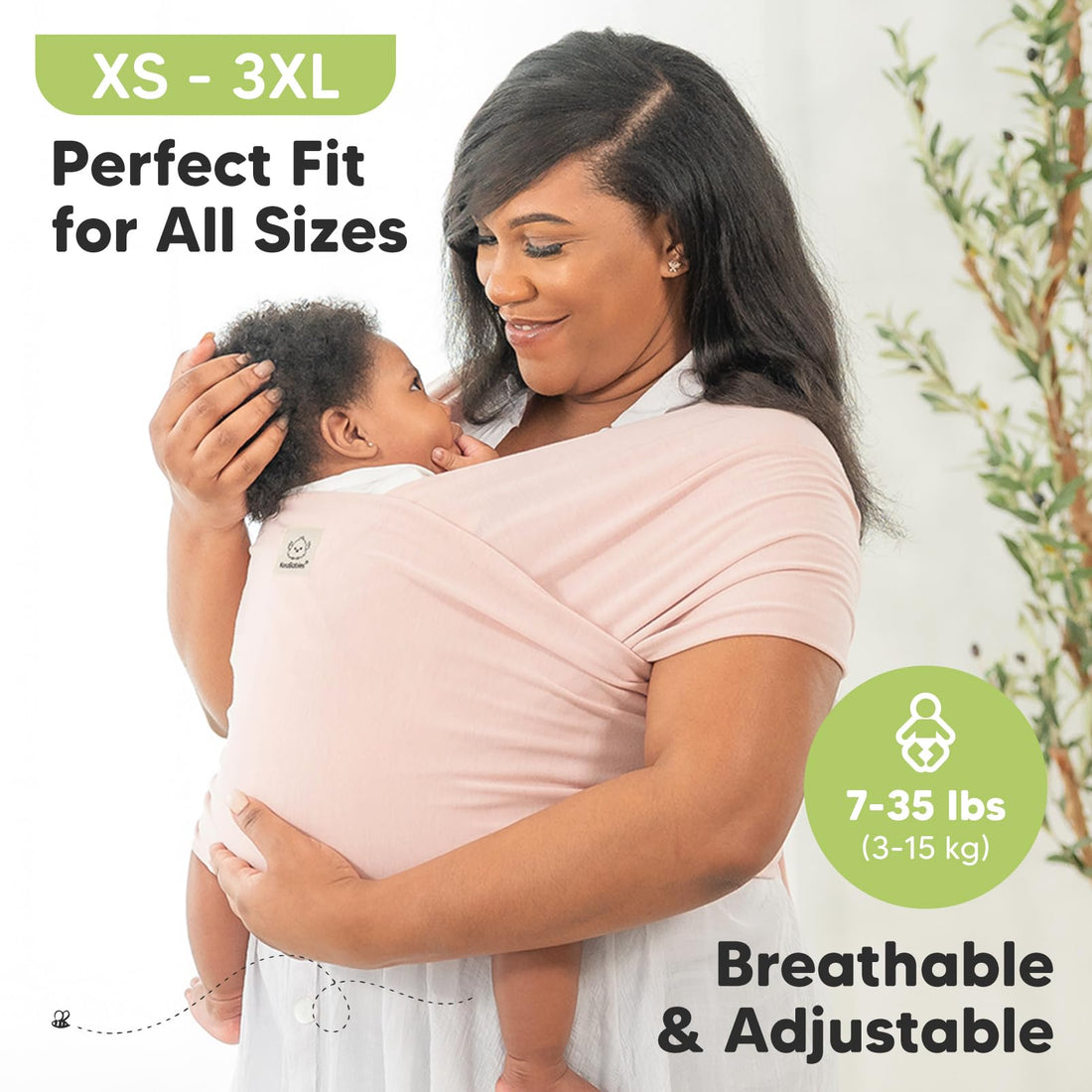 KeaBabies Baby Wrap Carrier - All in 1 Original Baby Carrier Newborn to Toddler Sling, Easy to Wear, Hands Free Bonding, Lightweight, Breathable Infant Wraps (Dusty Pink)