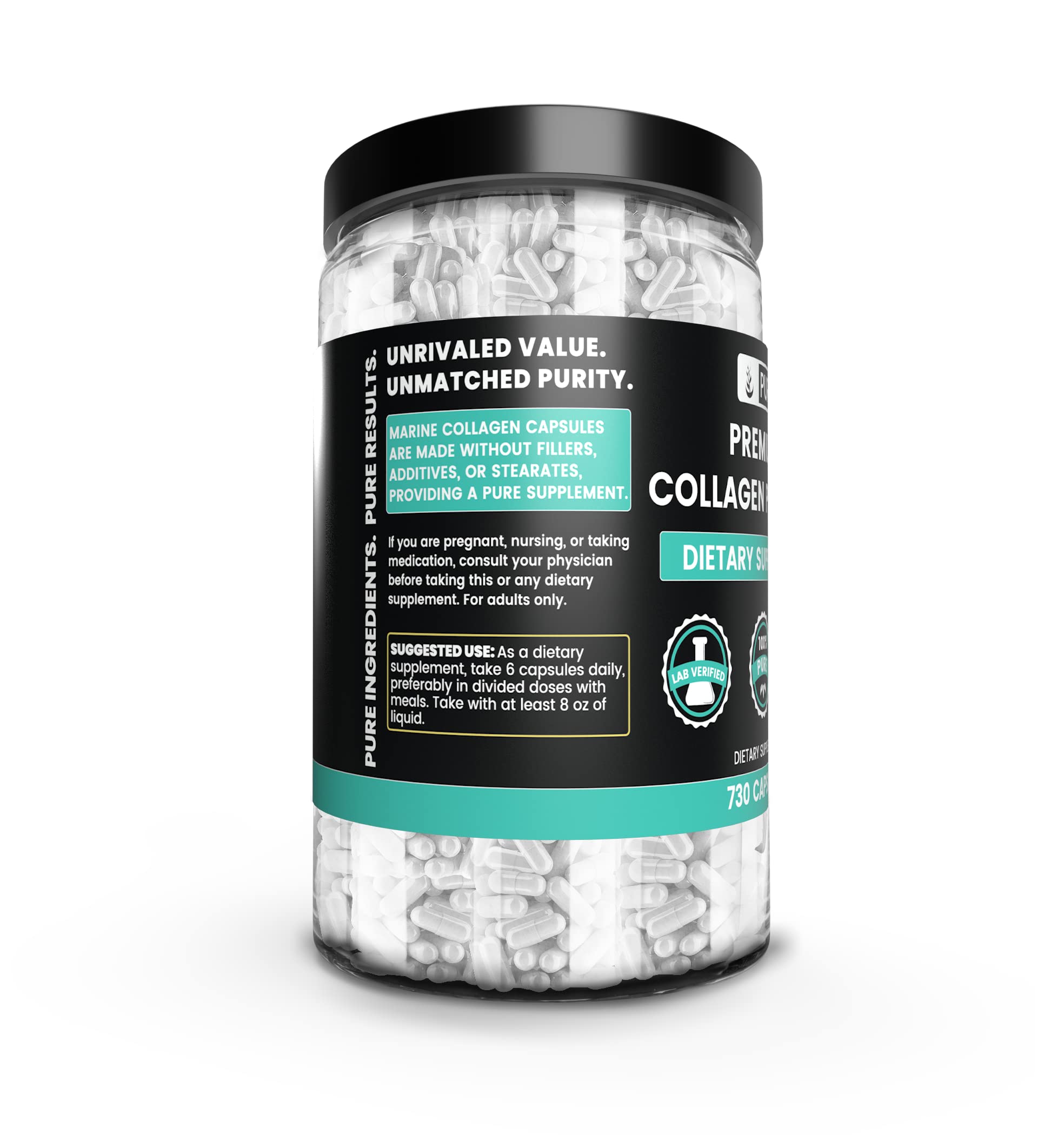 Pure Original Ingredients Collagen Peptides (730 Capsules) No Magnesium Or Rice Fillers, Always Pure, Lab Verified