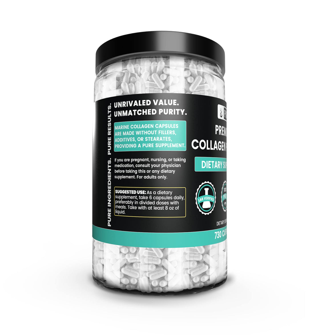 Pure Original Ingredients Collagen Peptides (730 Capsules) No Magnesium Or Rice Fillers, Always Pure, Lab Verified