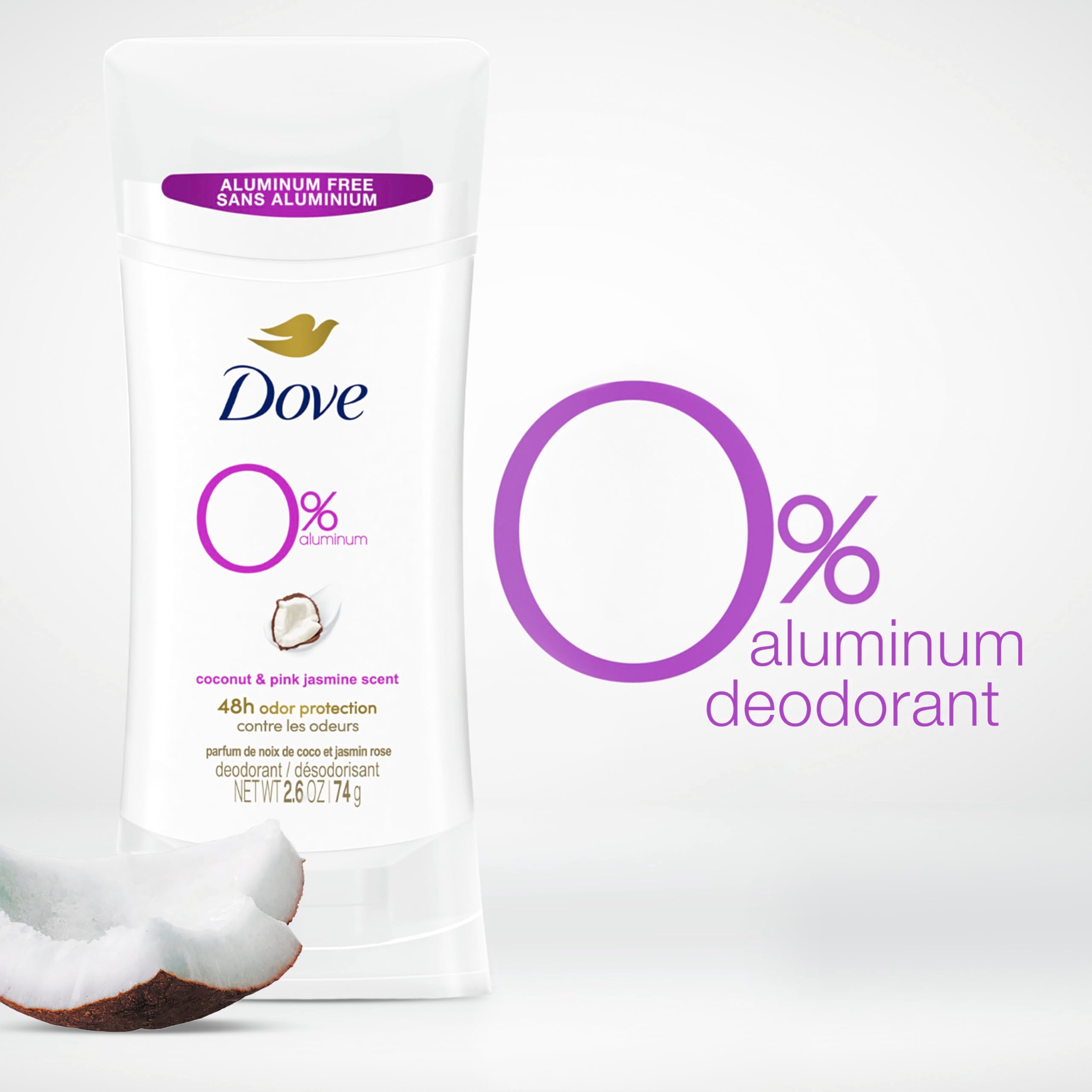Dove Female Deo Aluminum Deodorant Floral Scent Spray, Coconut And Pink Jasmine, 2.6Oz (Pack Of 3)