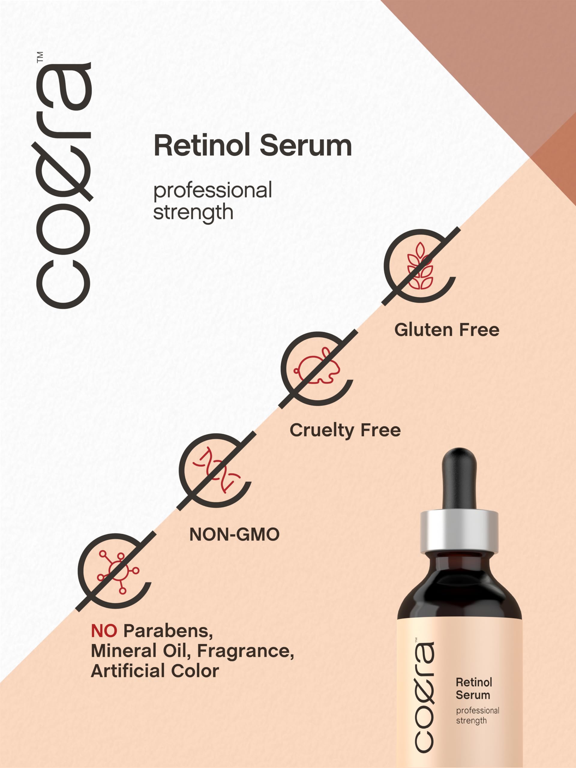 Coera Retinol Serum for Face | 2 fl oz | Professional Strength Formula | Free of Parabens & Fragrances | Packaging May Vary