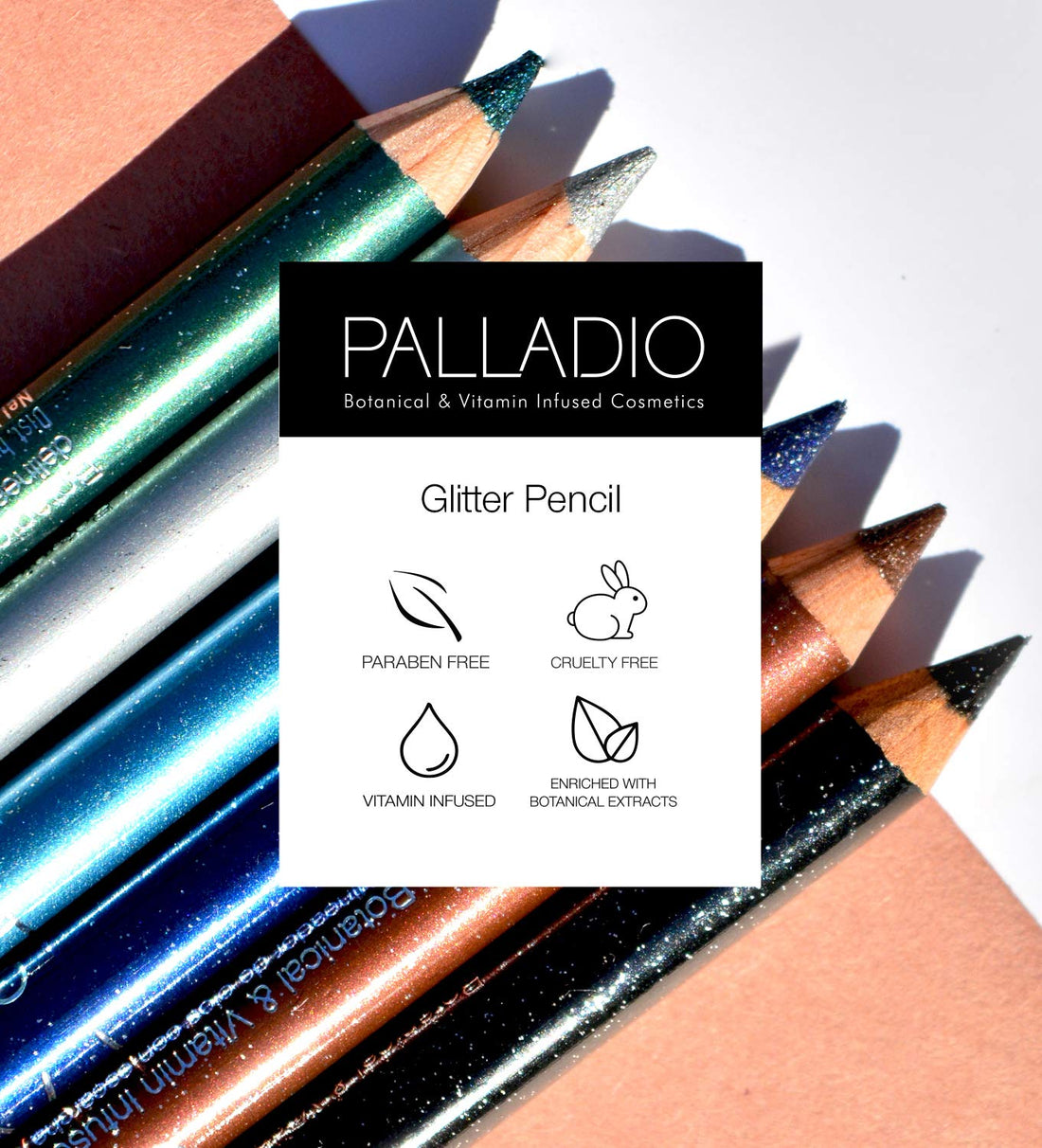 Palladio Beauty GLITTER PENCILS 0.039 oz, Brown Sparkle, 1.106 g