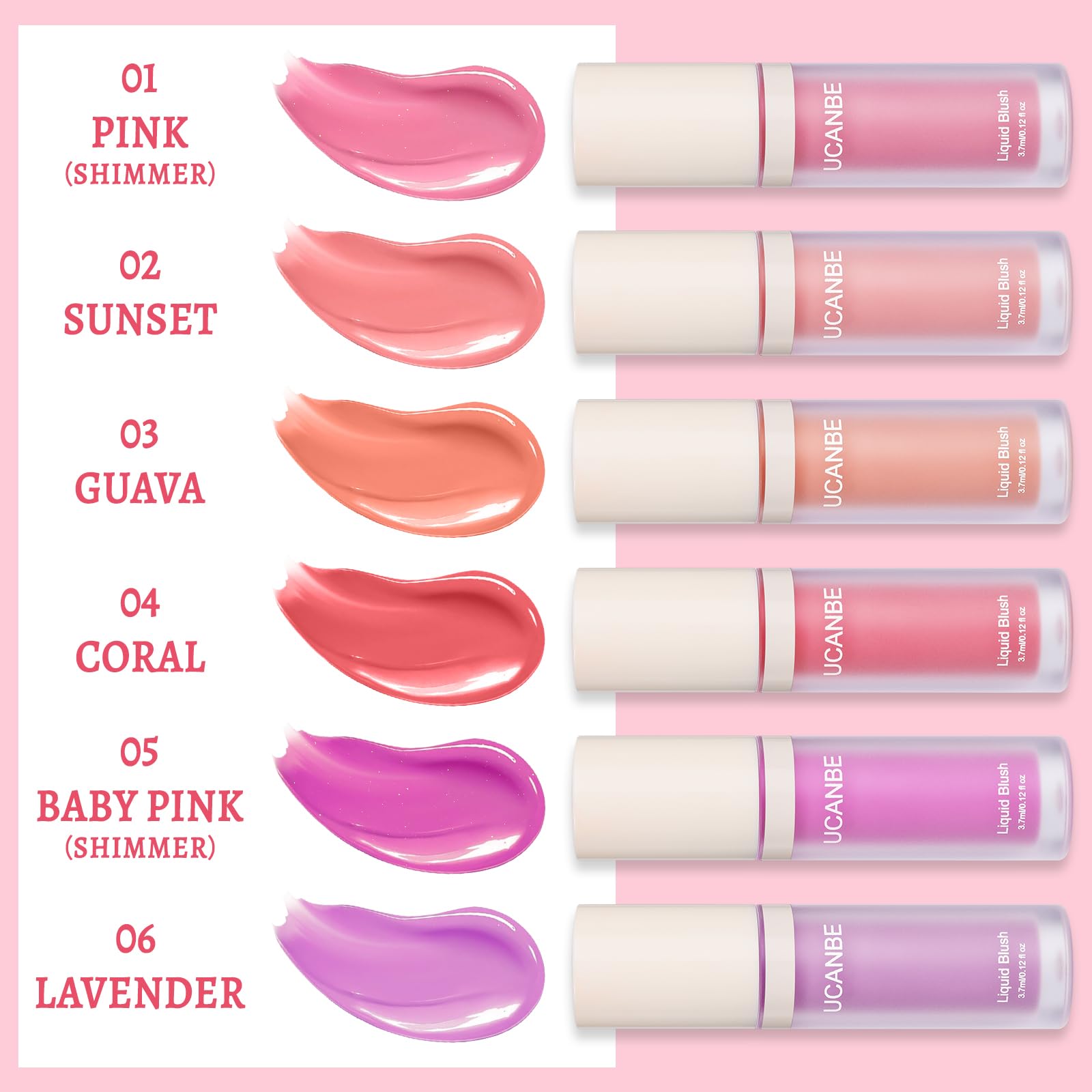 UCANBE Liquid Matte Blush Makeup for Cheeks, Highly Pigmented, Long Lasting, Anti-scratch, Natural-Looking, Daily Use Makeup Blush Suitable for Women Girls(04 Coral)