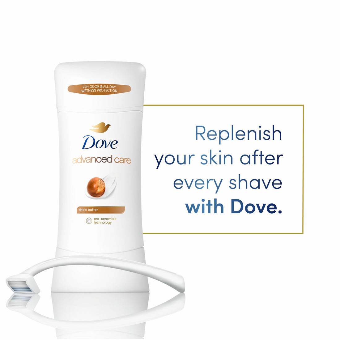 Dove Antiperspirant Deodorant Stick for 48 Hour Protection And Soft And Comfortable Underarms, Shea Butter, Deodorant for Women, 4 Count, 2.6 Ounce