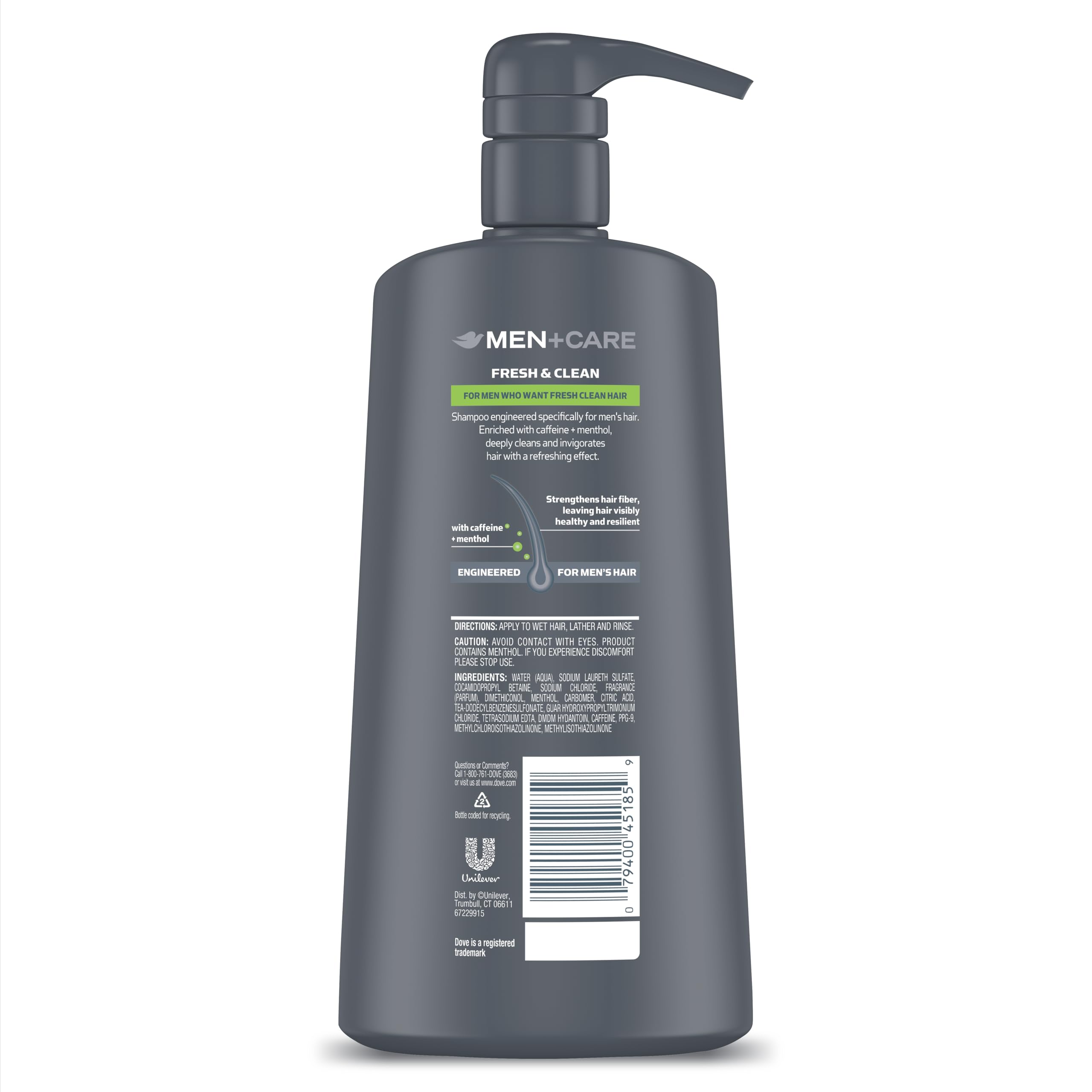 DOVE MEN + CARE 2-in-1 Shampoo and Conditioner Fresh and Clean 4 Count Nourishes and Invigorates Helps Strengthen Hair 25.4 oz