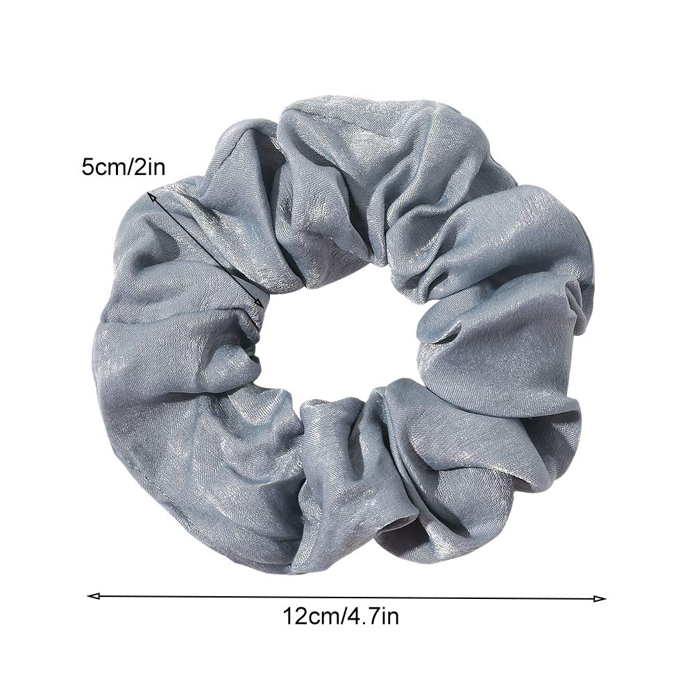 Silk Satin Scrunchies Women Hair Ties - Ivyu Big Scrunchy Ponytail Holder No Crease Hair Bands Soft Elastic No Hurt Your Hair for Vsco Girl Women Black Gray Dark Blue Light Blue