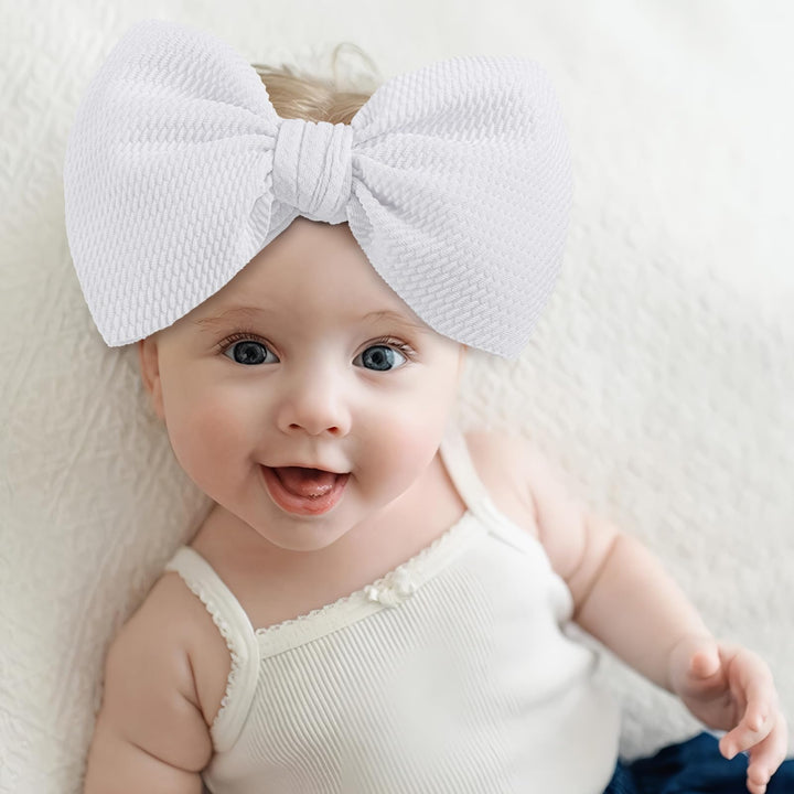 YanJie Hairband - Big Bows for Baby Girls Black & White, 2 Count (Pack of 2), Polyester, Hair Accessories, Unisex-Babies, Newborn, Infant, Toddlers, 0-6Months
