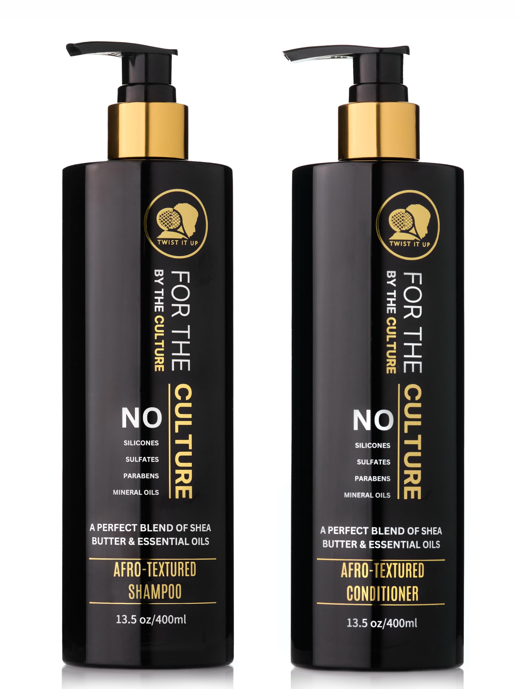 Twist It Up New Gold Standard Shampoo & Conditioner Set, Over 20 Natural Ingredients, Sulfate & Paraben-Free, Silicone-Free, Moisturizing, Hydrating, for Afro-Textured Hair