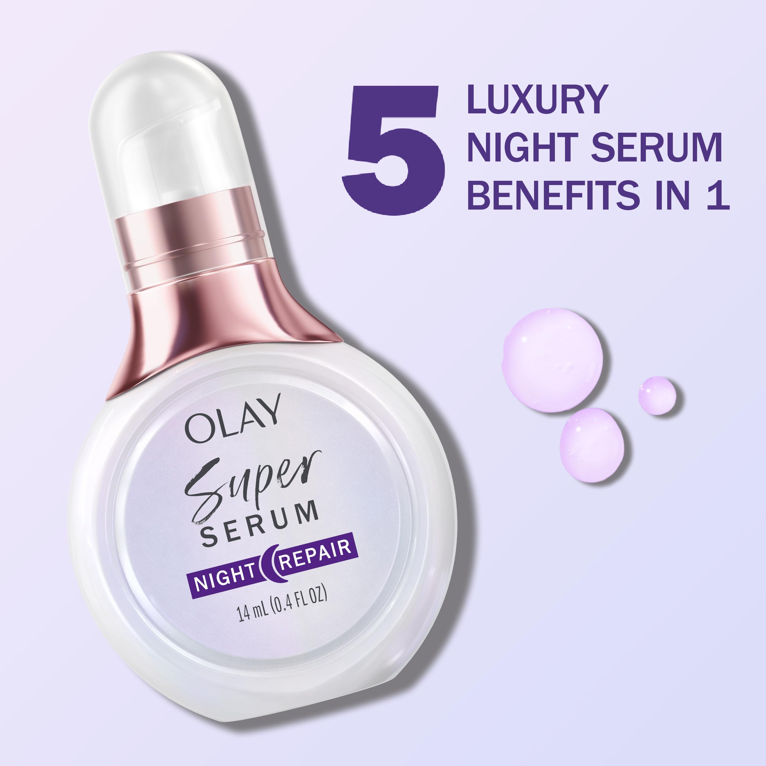 Olay Super Serum Night Repair for Face, Trial Size - Niacinamide, Peptide, Salicylic & Lactic Acid, Glycerin - Anti-Wrinkle, Dark Spot Reduction, Smooths Fine Lines, Skin Surface Renewal, 0.5 Oz
