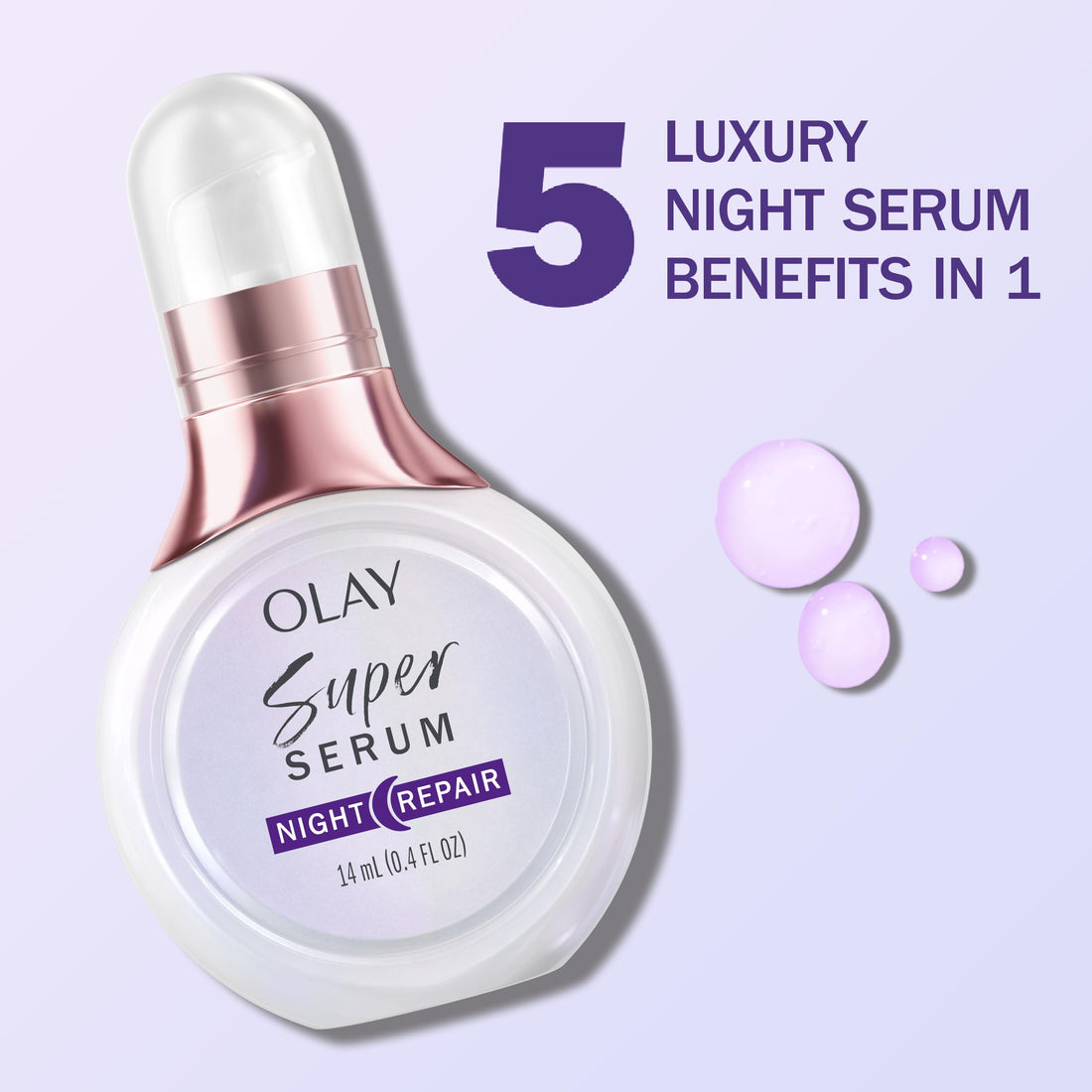 Olay Super Serum Night Repair for Face, Trial Size - Niacinamide, Peptide, Salicylic & Lactic Acid, Glycerin - Anti-Wrinkle, Dark Spot Reduction, Smooths Fine Lines, Skin Surface Renewal, 0.5 Oz