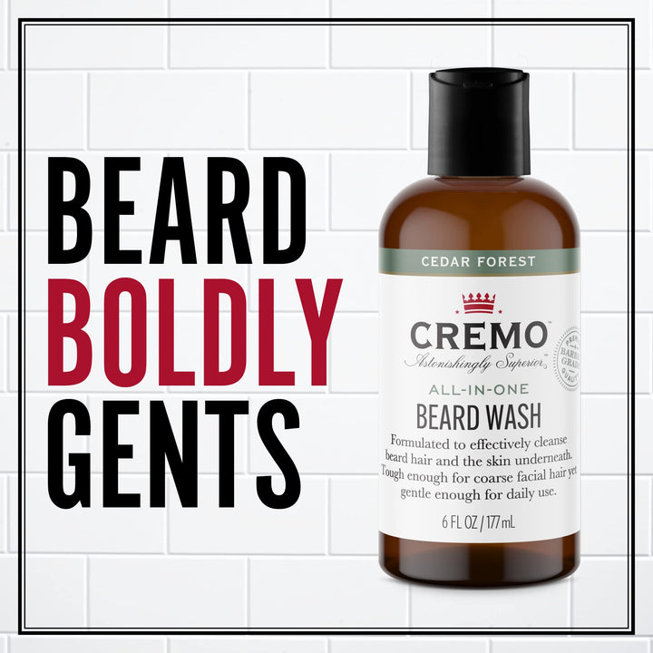 Cremo Cedar Forest Blend Beard and Face Wash, Specifically Designed To Clean Coarse Facial Hair, 6 Fluid Ounce, 1 count