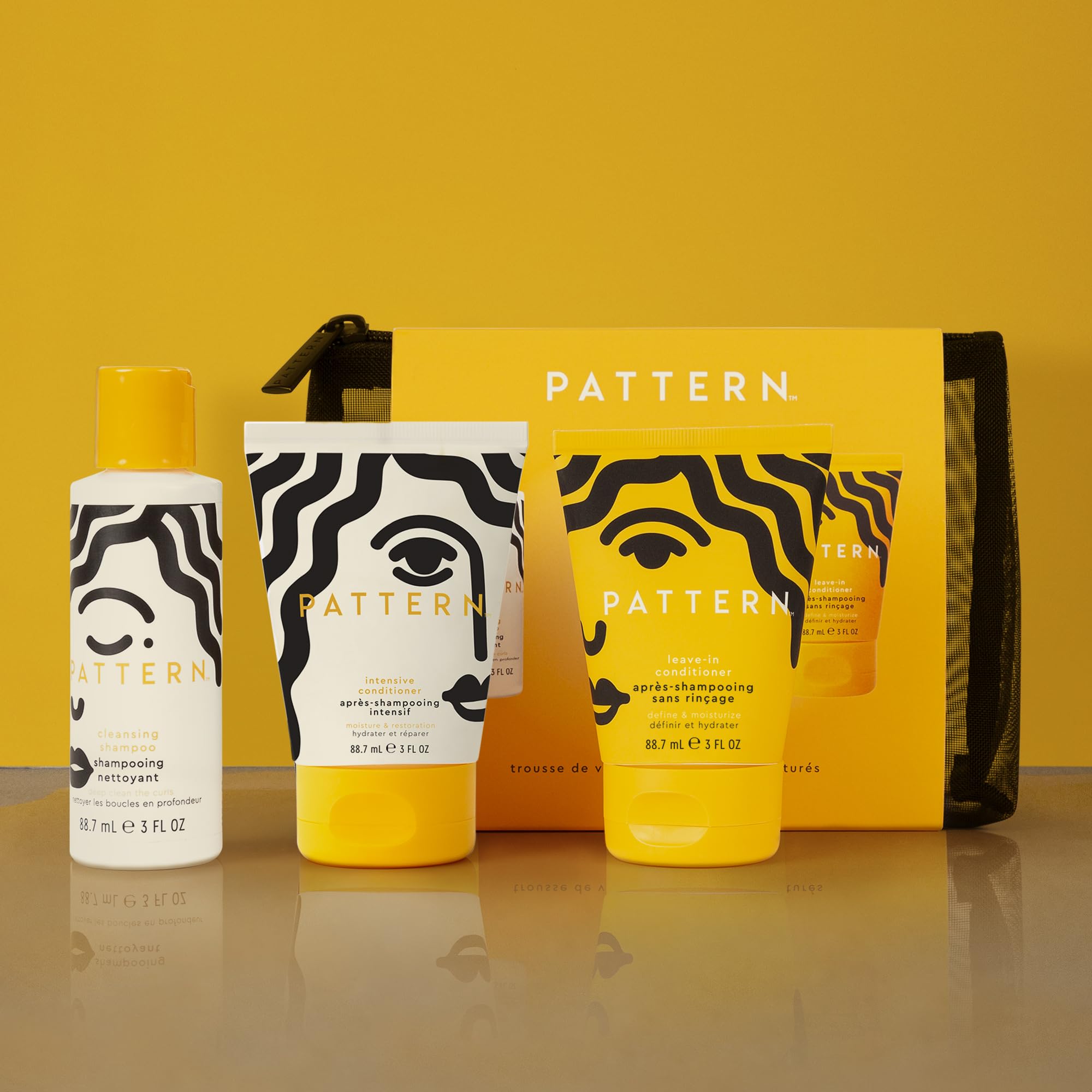 PATTERN Beauty by Tracee Ellis Ross Texture Travel Kit for Curly & Coily Hair, 3a-4c, Includes 3 oz Leave-In Conditioner, Intensive Conditioner, Cleansing Shampoo