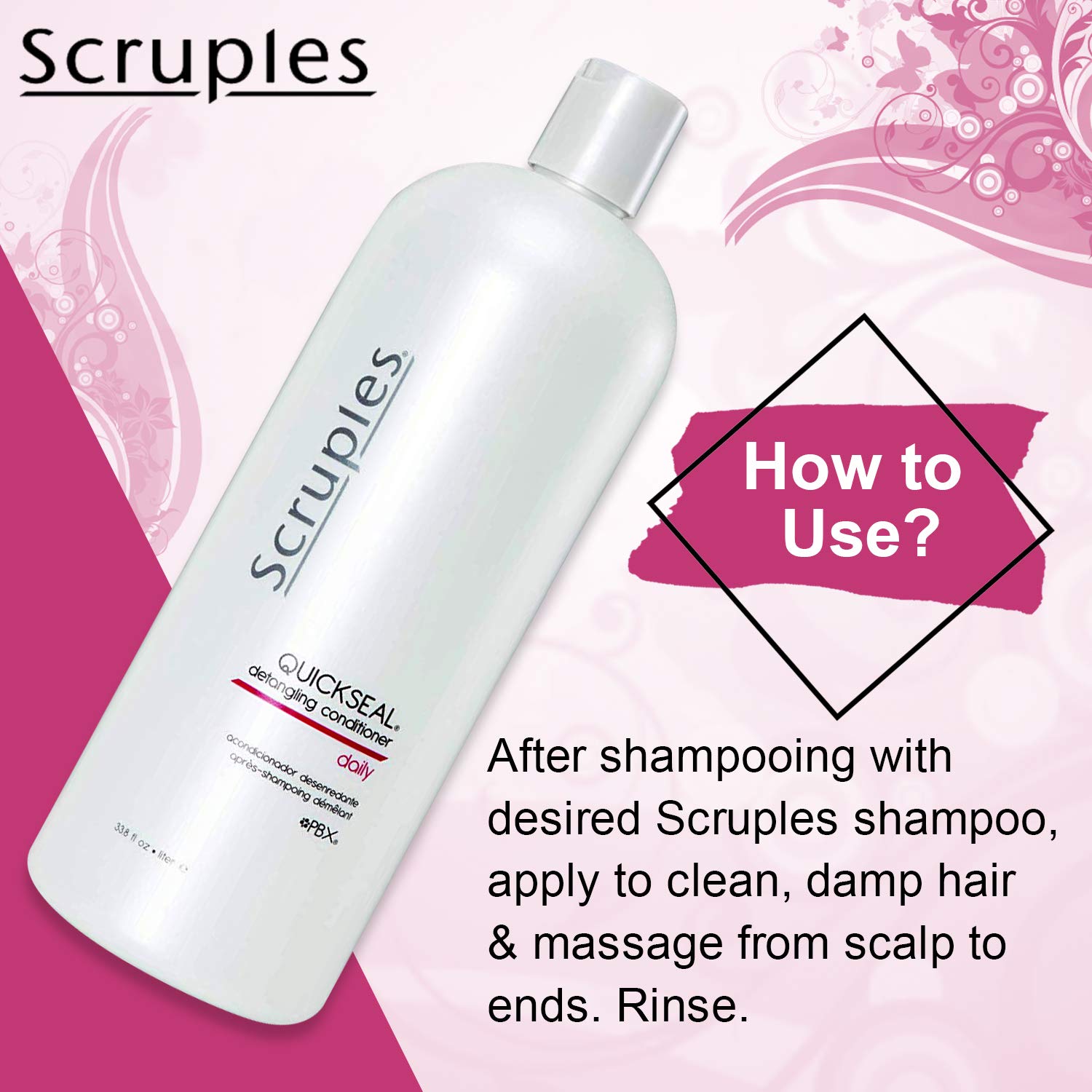 Scruples Quickseal Detangling Conditioner - Hair Smoothing & Frizz Control Treatment - Conditions & Detangles All Hair Types (33.8 oz)