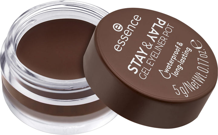 essence | Stay & Play Gel Eyeliner Pot | Waterproof, Long Lasting, Highly Pigmented | Vegan & Cruelty Free (02 | Brown)