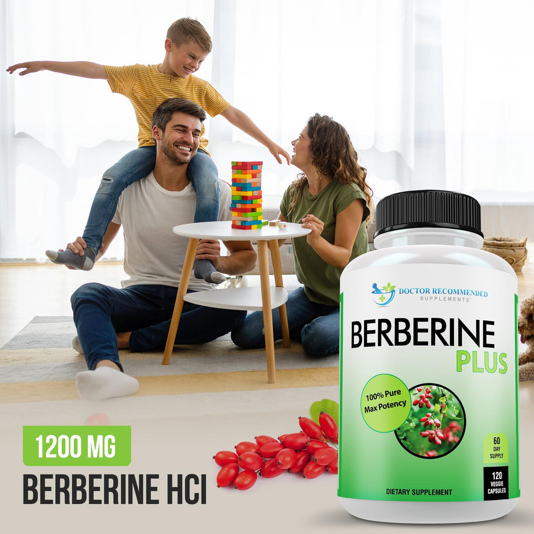 DOCTOR RECOMMENDED SUPPLEMENTS Berberine Plus 1200mg Per Serving - 120 Veggie Capsules with Royal Jelly