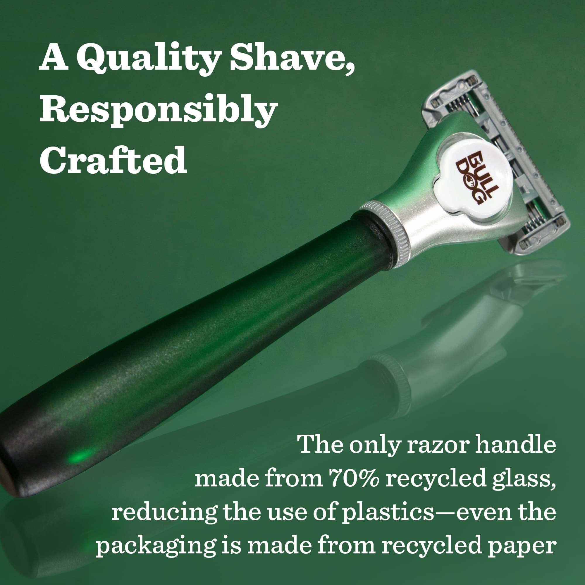 Bulldog Mens Skincare and Grooming Original Recycled Glass Handle Razor with Razor Stand