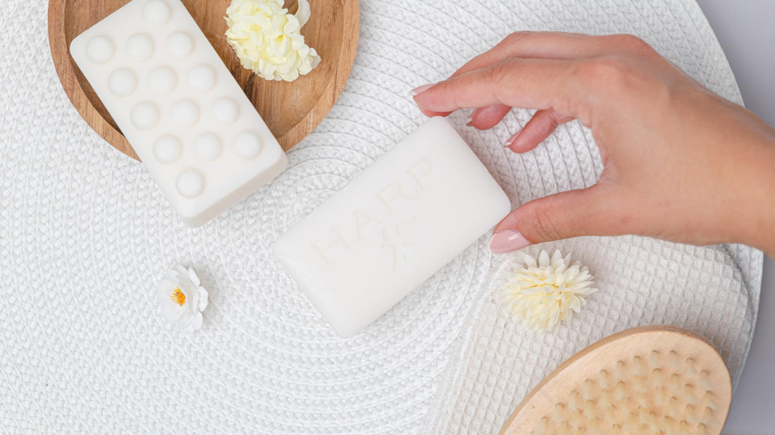 HARP Sensitive Skin Body Wash Bar | pH Balanced (Slightly Acidic) | 100% Syndet | Moisturizing Shea Butter | Non-Comedogenic | Soap-Free, Lye-Free. FRAGRANCE FREE (No Masking agents added)