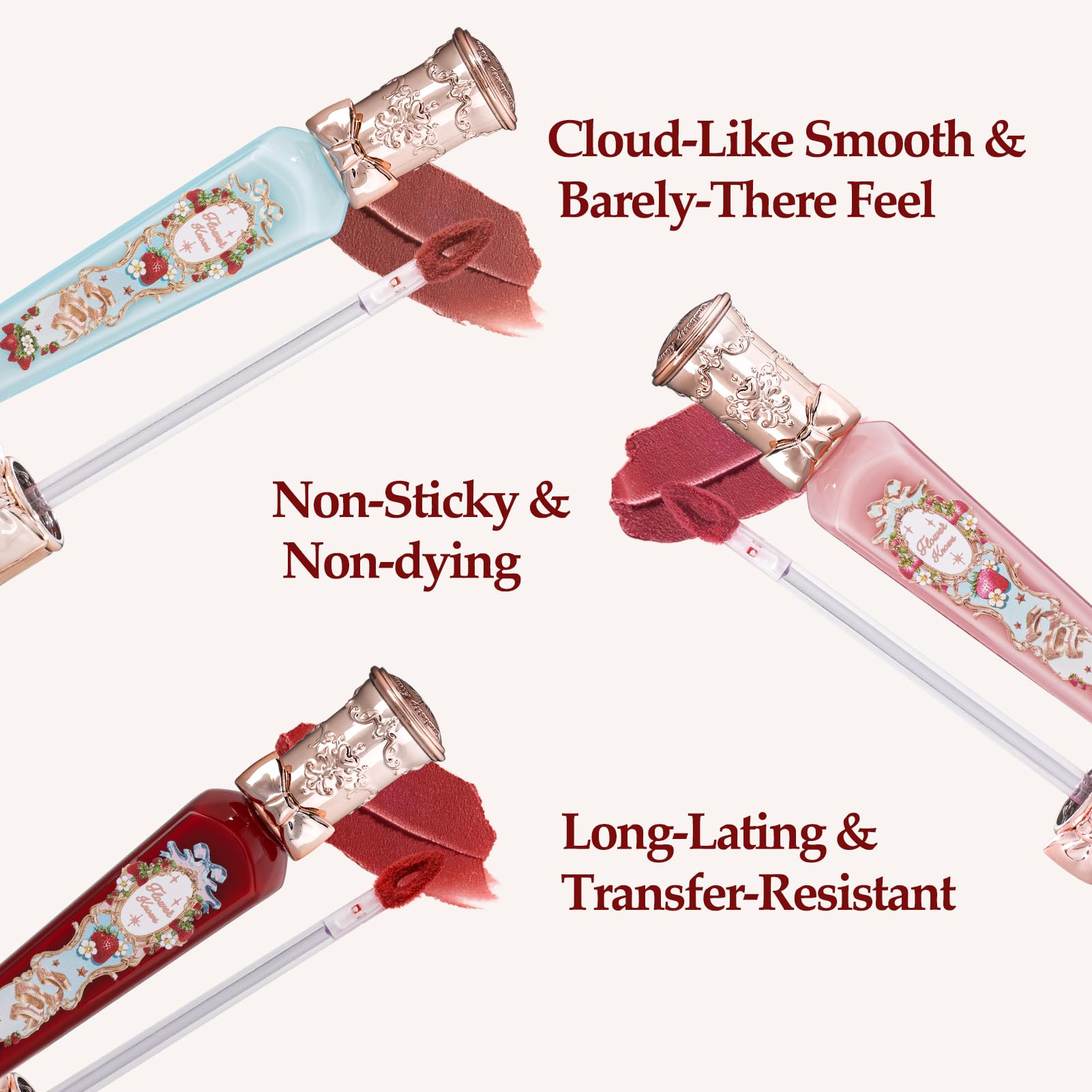 Flower Knows Strawberry Rococo Cloud Lip Cream Matte Liquid Lipstick-Long Lasting&Highly Pigmented Lip Stain -Velvety Waterproof Lip Makeup for Girls&Women-0.12 Fl Oz,1 Count(S05 Tiny Tulip)