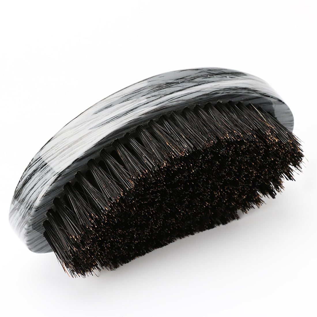 LexRory Curved Wave Brush for Men 360, Medium Hard Palm Hair Brushes with Boar Bristles for Black Hair Wavers to Creating 360 Waves (Grey)