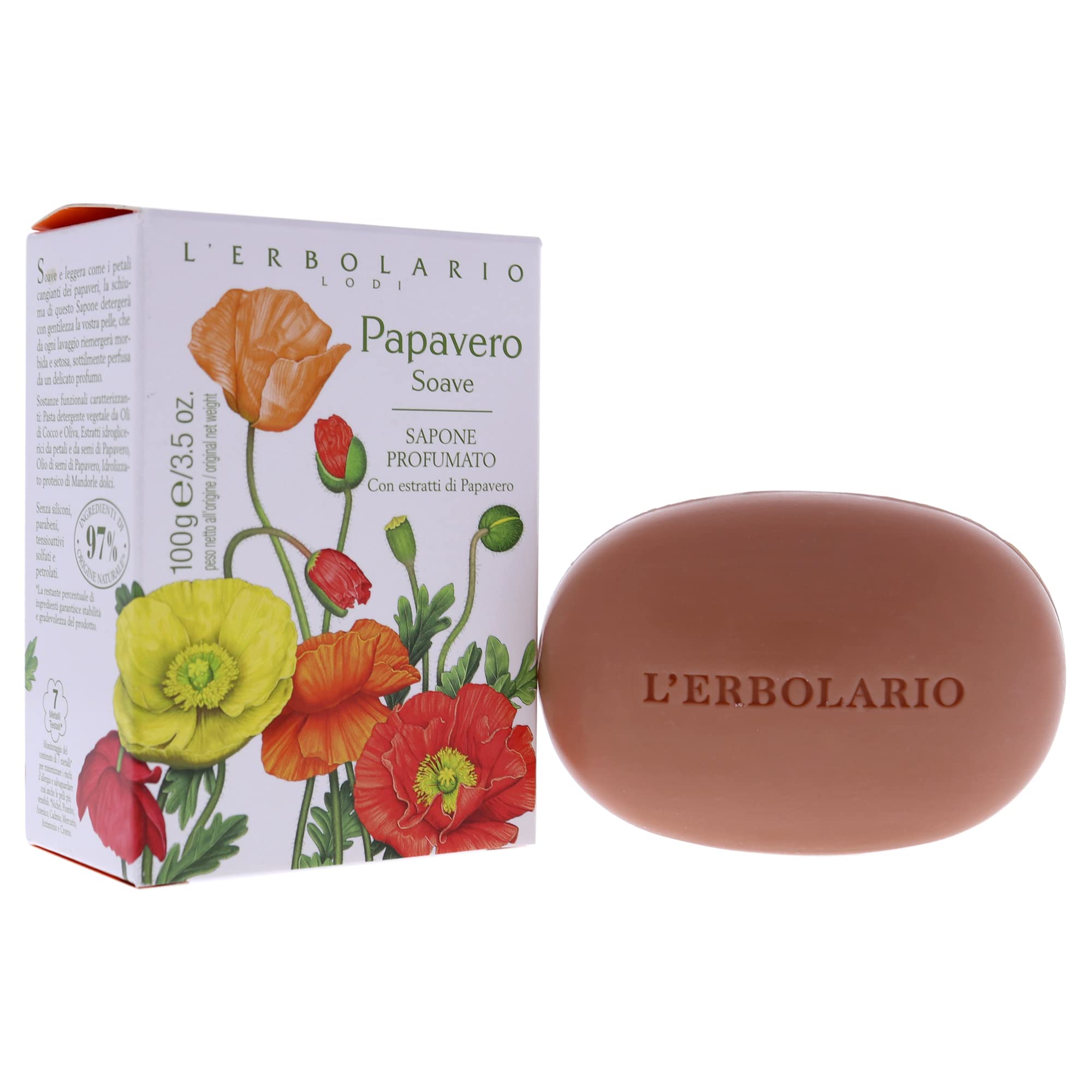 LErbolario Sweet Poppy Perfumed Bar Soap For Unisex 3.5 oz Soap