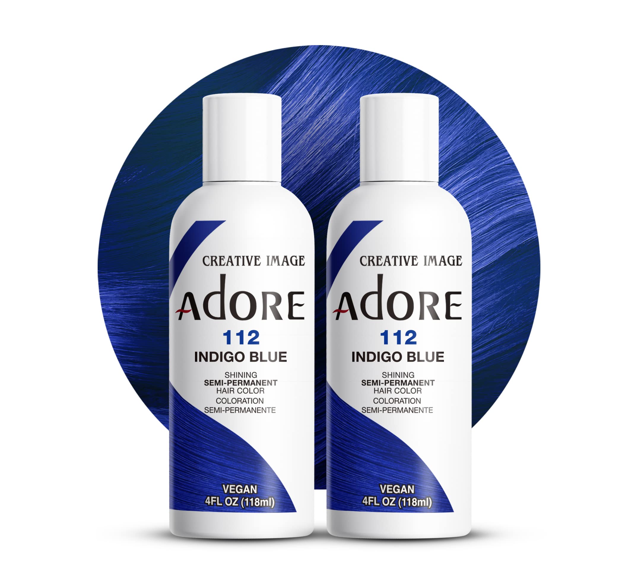 Adore SemiPermanent Haircolor 112 Indigo Blue 4 Ounce (118ml) (2 Pack)