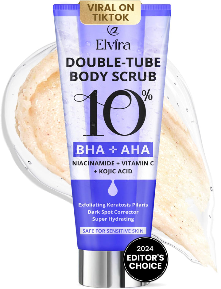 Elvira KP Bump Eraser Foot & Body Scrub, Exfoliating Scrub for Keratosis Pilaris, Smooth Skin with 10% AHA BHA & Niacinamide, Deep Moisturizing Cleanser for All Skin Types, Exfoliante para el Cuerpo