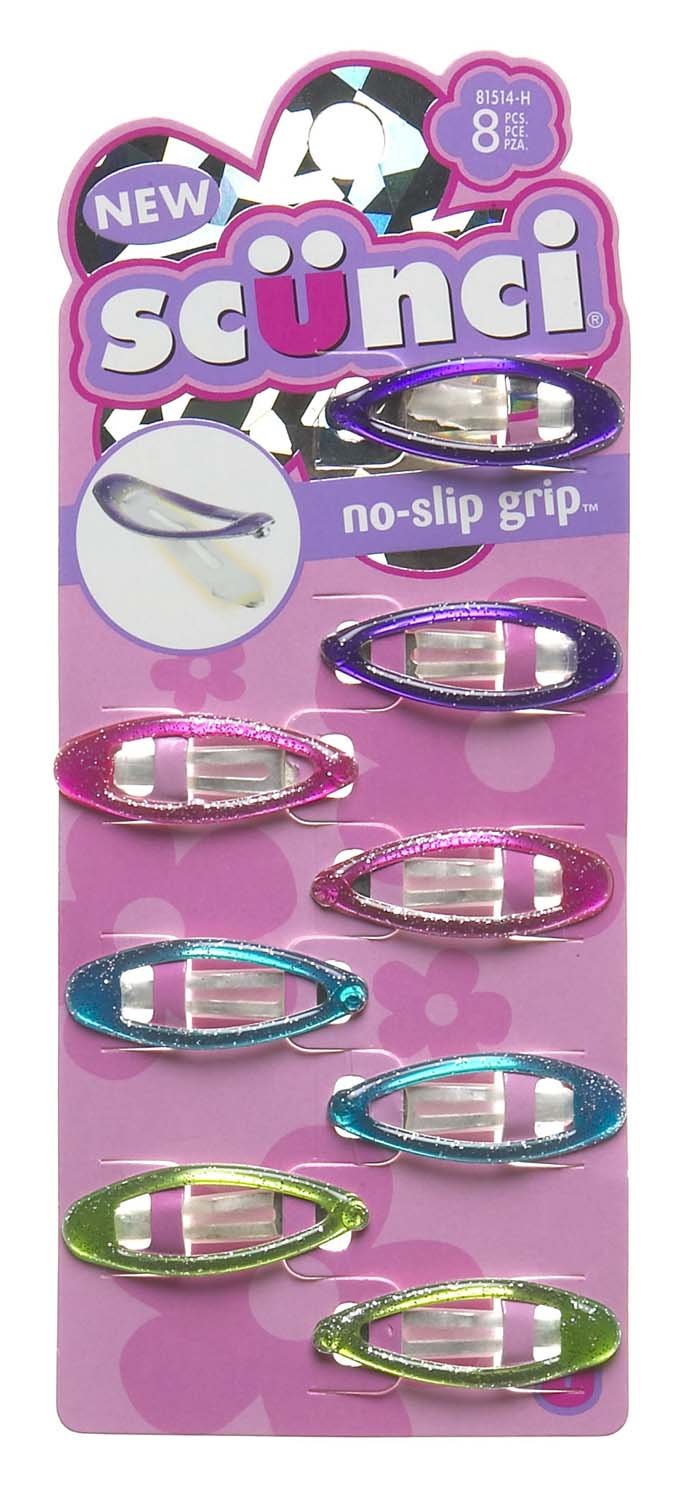 Scunci No Slip Grip Snap Clips, Assorted Colors