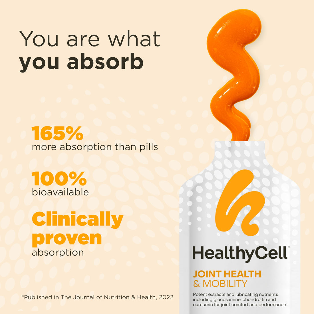 Healthycell Joint Relief & Mobility, Supports Healthy Inflammation Response, Joint Lubrication, Extra Strength Ache & Stiffness Relief with Curcumin, Glucosamine, Chondroitin, MICROGEL (30 Gel Packs)