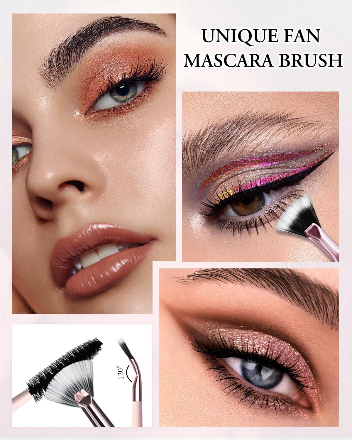 Makeup Brushes with Case, 20PCs Travel Makeup Brush Set, Foundation Concealer Blush Eyeshadow Brush Set Contour Powder Eyebrow Eyelash Brush Kit with Led Light Mirror Holder & 2 Powder Puff-Pink