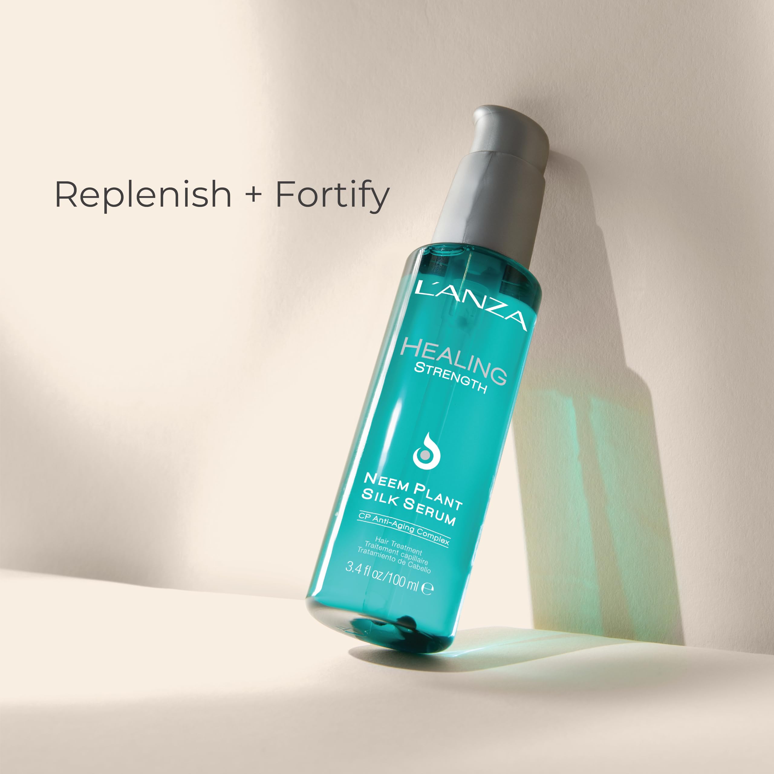 L'ANZA Healing Strength Neem Plant Silk Hair Serum, Neem Oil Anti Frizz Damaged Hair Treatment, Nourishes, Strengthens, Boosts Shine, Repairs and Prevents Breakage From Split Ends (3.4 Fl Oz)