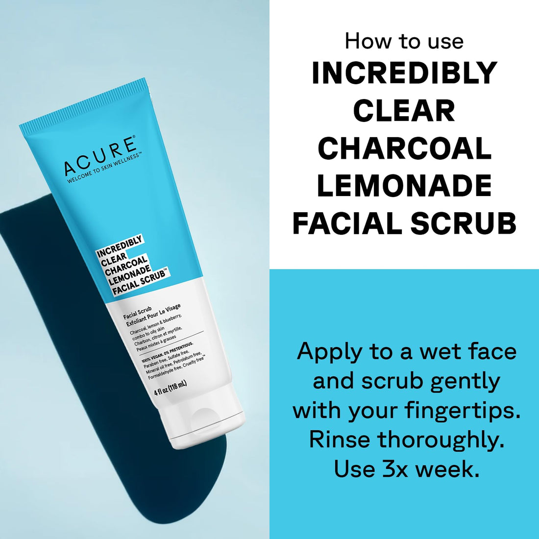 Acure Incredibly Clear Charcoal Lemonade Facial Scrub, 4 fl oz