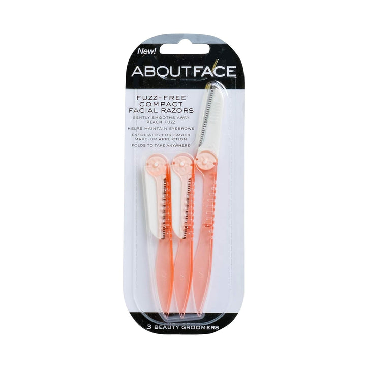 Facial Razor & Eyebrow Shaper By Kai About Face Products Products (3per Package); Fuzz Free Compact Razor, Removes Peach Fuzz On Cheeks, Chin or Forehead & Delicately Shapes Eyebrows