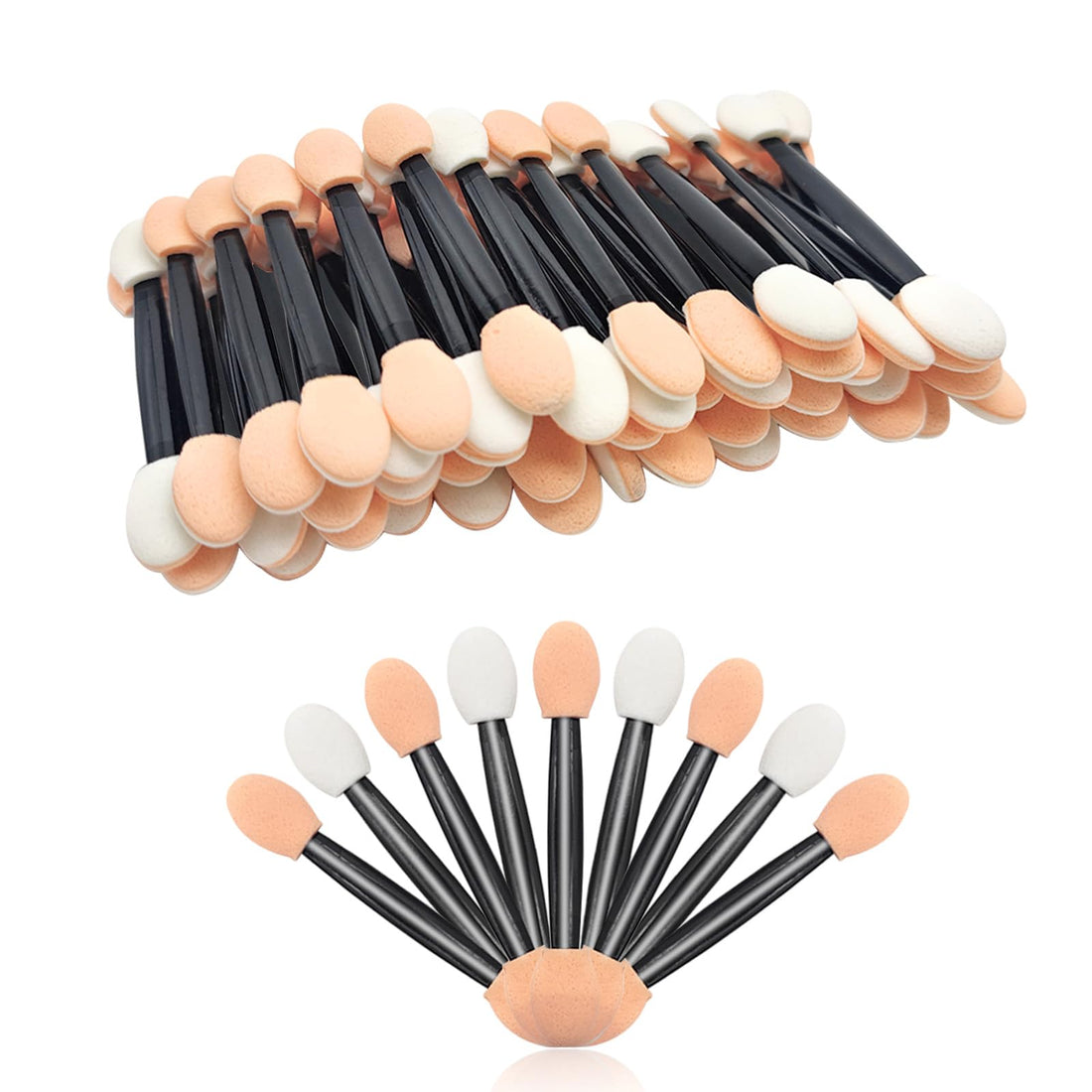 Juxiamal 50pcs Disposable Dual Sided Eyeshadow Brushes, Eye Shadow Applicator Sticks, Soft and Comfortable Sponge Tipped Eye Make up Applicators