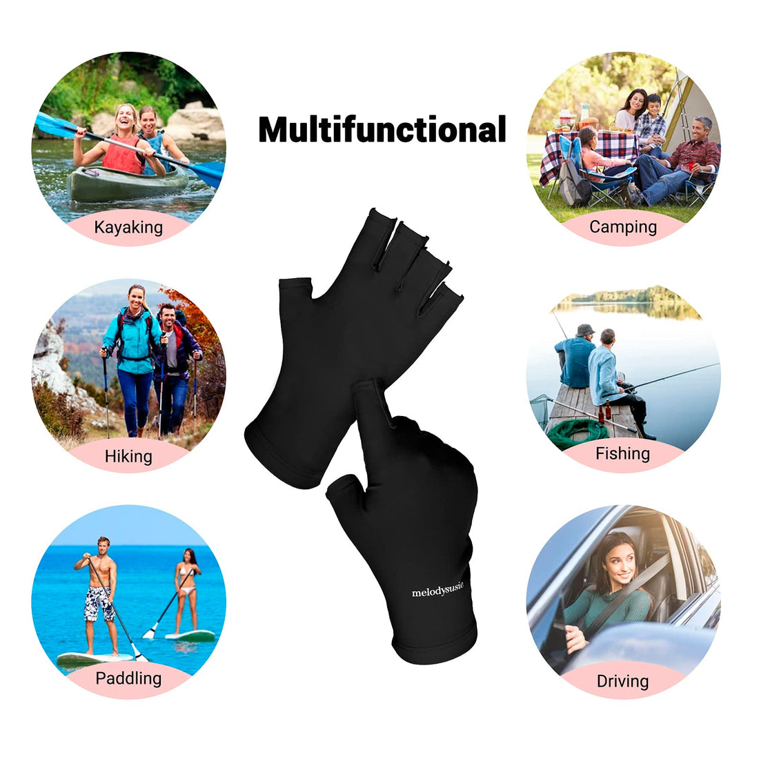Melody Susie Uv Shield Glove Anti Uv Glove For Gel Manicures With Uv/Led Lamps (Classic Black)