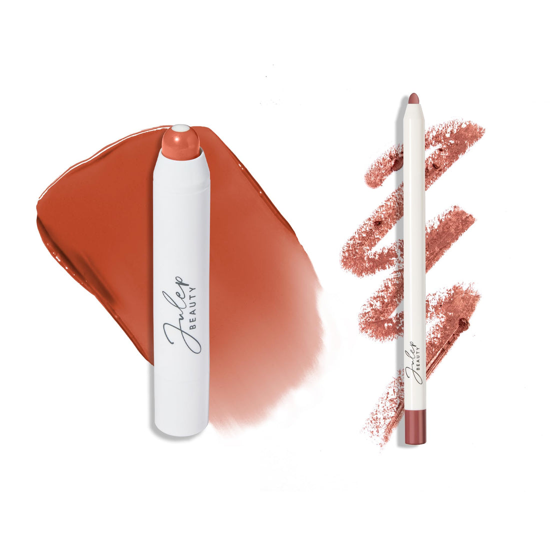 Julep The Perfect Pair 2pc Set It's Balm Tinted Lip Balm Roasted Peach and With a Trace Retractable Creamy Long-Lasting Lip Liner, Cashmere Cardi