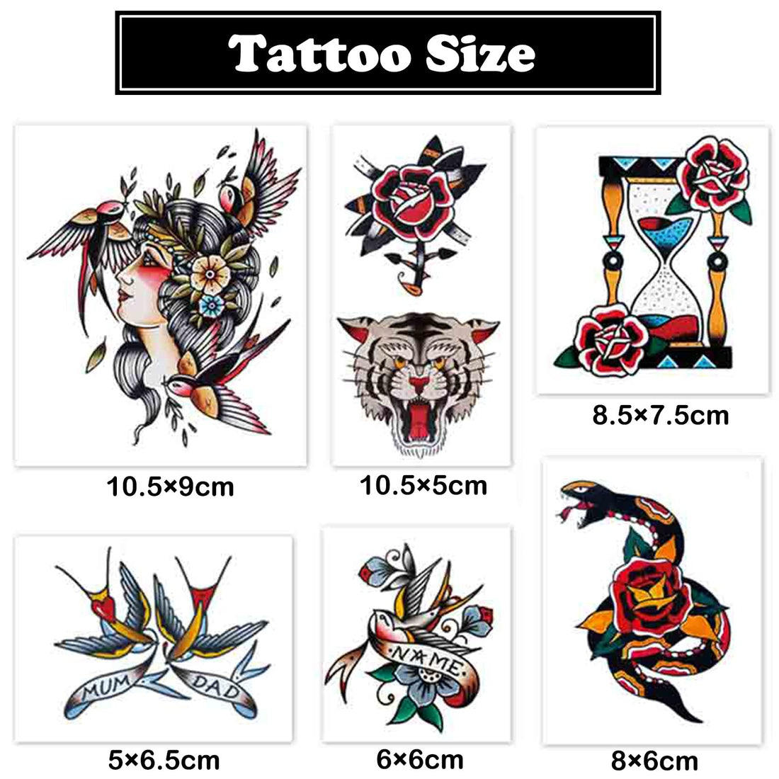 PUSNMI Custom Temporary Tattoos Tiger Snake Swallow Fake Tattoos Temporary Tattoo Kit for Men Women Realistic Temporary Tattoos for Face Arm for Party