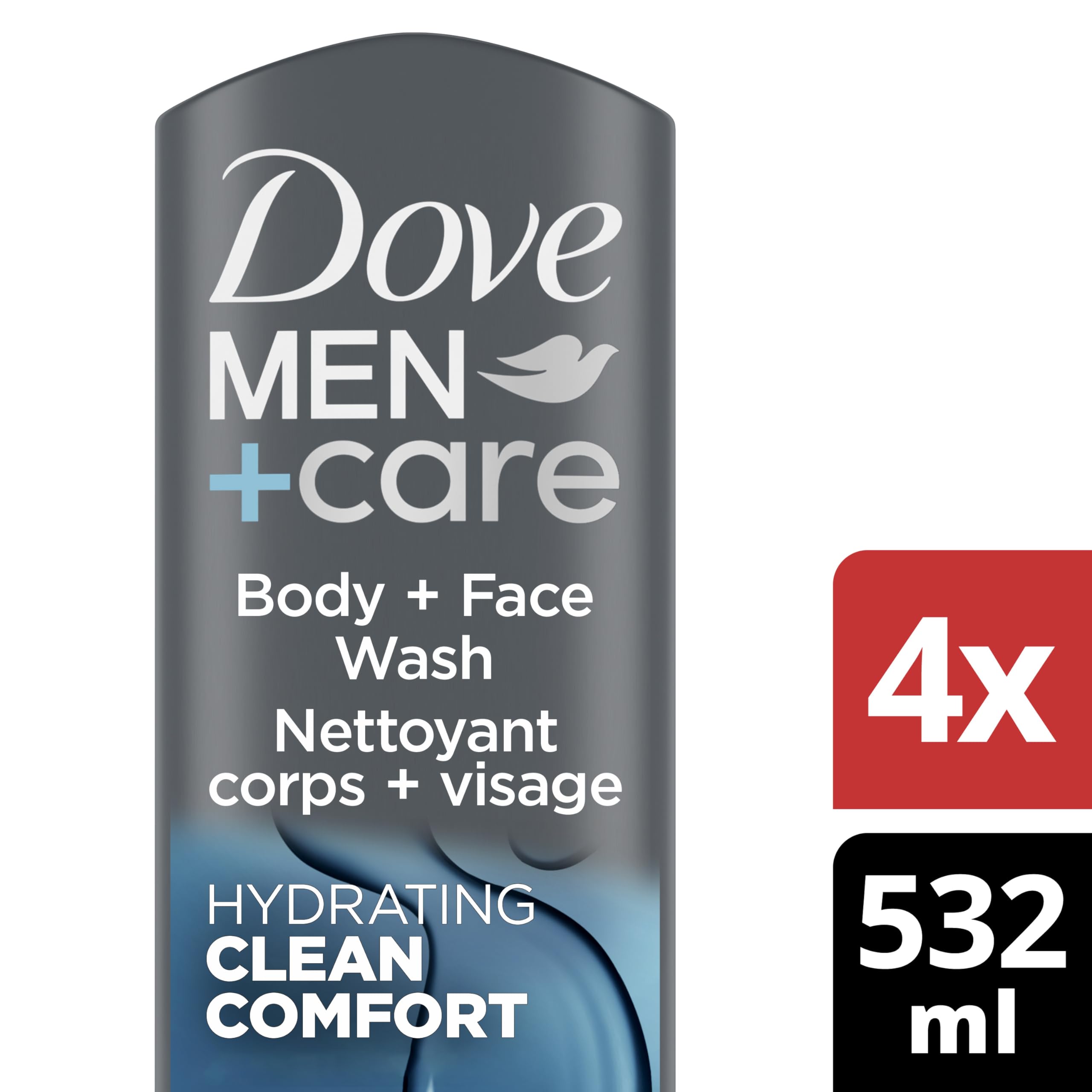 Dove Men+Care Body and Face Wash for Healthier and Stronger Skin Clean Comfort Effectively Washes Away Bacteria While Nourishing Your Skin 18 oz 4 Count