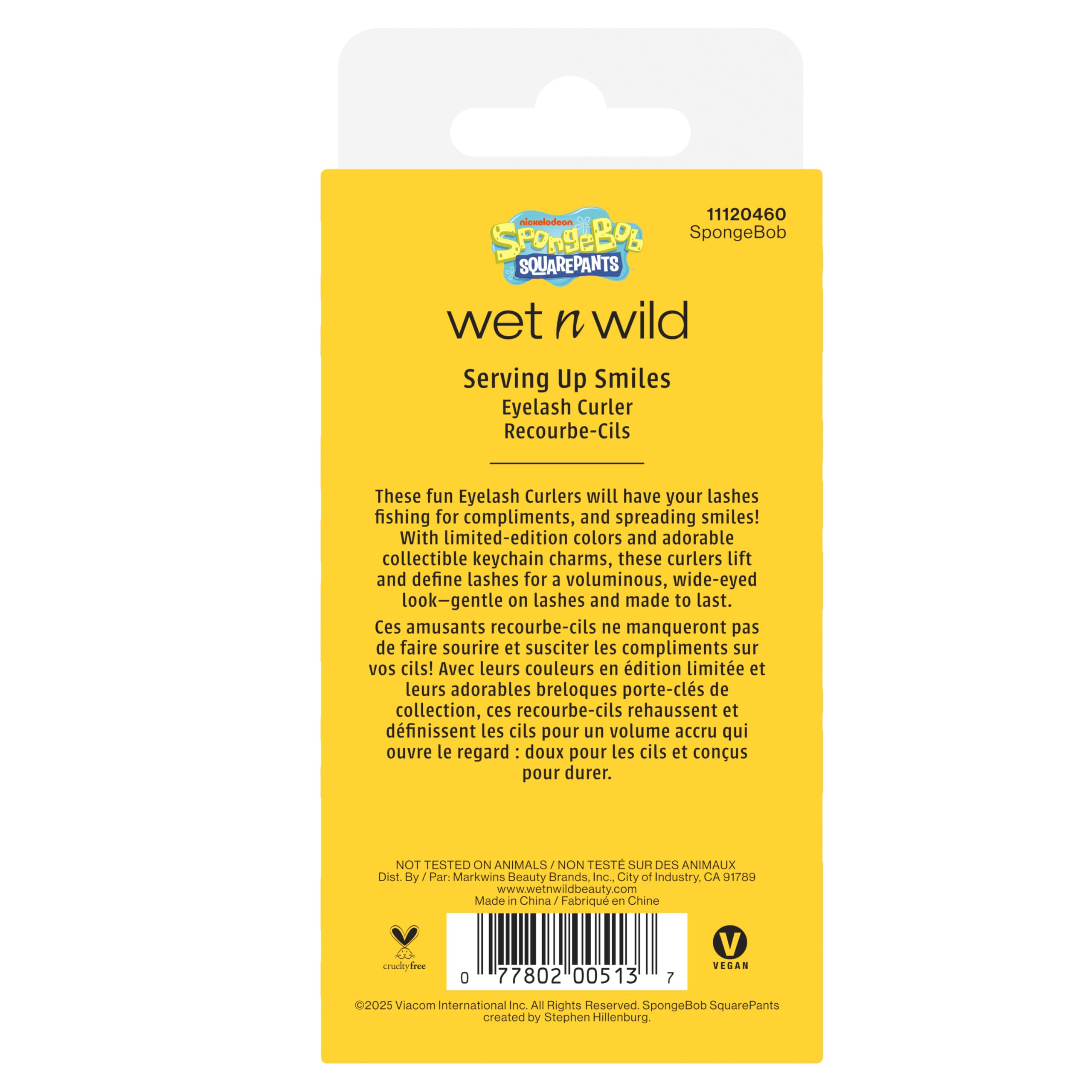 wet n wild Eyelash Curler & Charm, Gentle Silicone Cushion Pad, Curls & Lifts Lashes – Spongebob