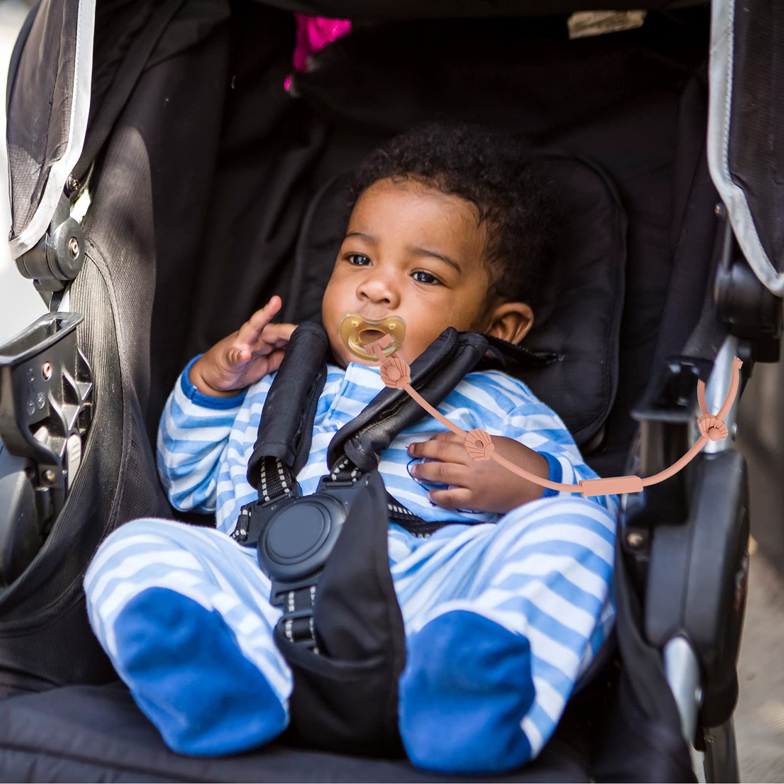 4pcs Toy Safety Straps, Socub Silicone Adjustable Baby Pacifier Teether Straps, Toddler Toy Bottle Harness Straps for Strollers, High Chair, Cribs, Bags, BPA Free