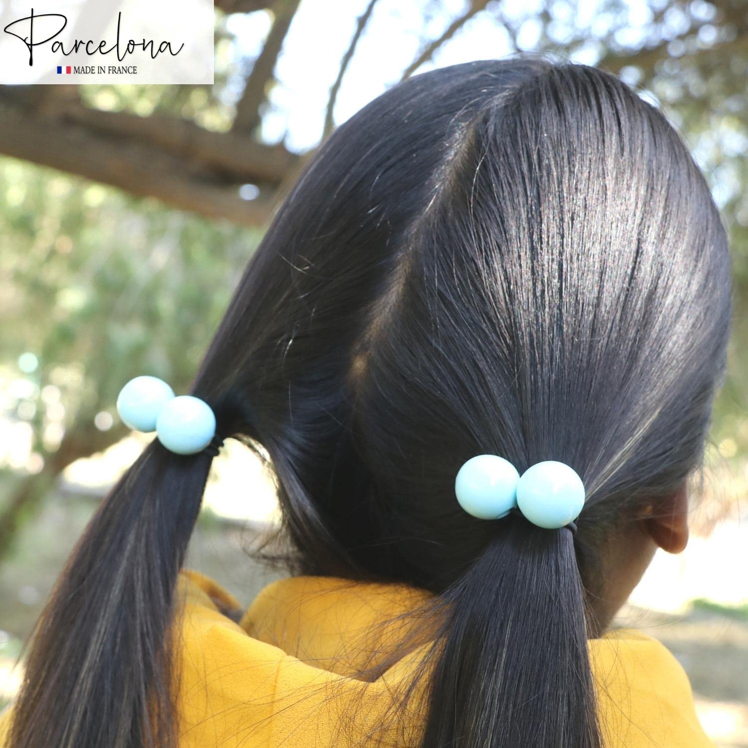 Parcelona France BOULI Ball Stretchable Ponytail Holder Elastic Hair Ties Bands Ponies